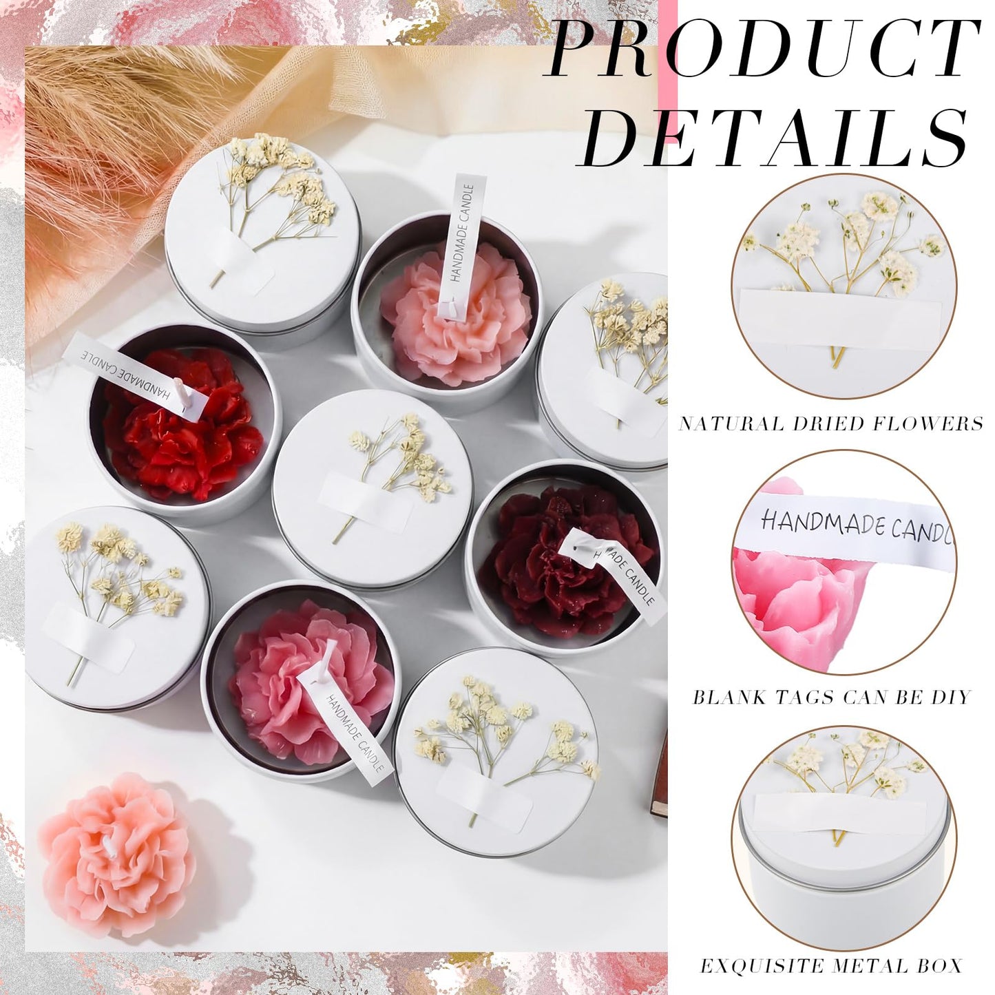 Threlaco 12 Pcs Flower Candles Scented Bridesmaid Gift Set Soy Wax Aromatherapy Candles Bulk for Wedding Bridal Shower Home Guests Women Valentines Mothers Day Anniversaries Favor(Red Gradient)