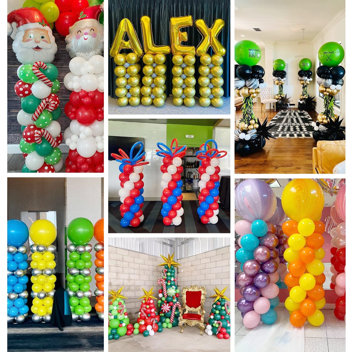 TEKXYZ Telescoping Balloon Stand Set of 4, 1.5ft to 7ft Free Adjustable Metal Balloon Column Stand for Party Decorations