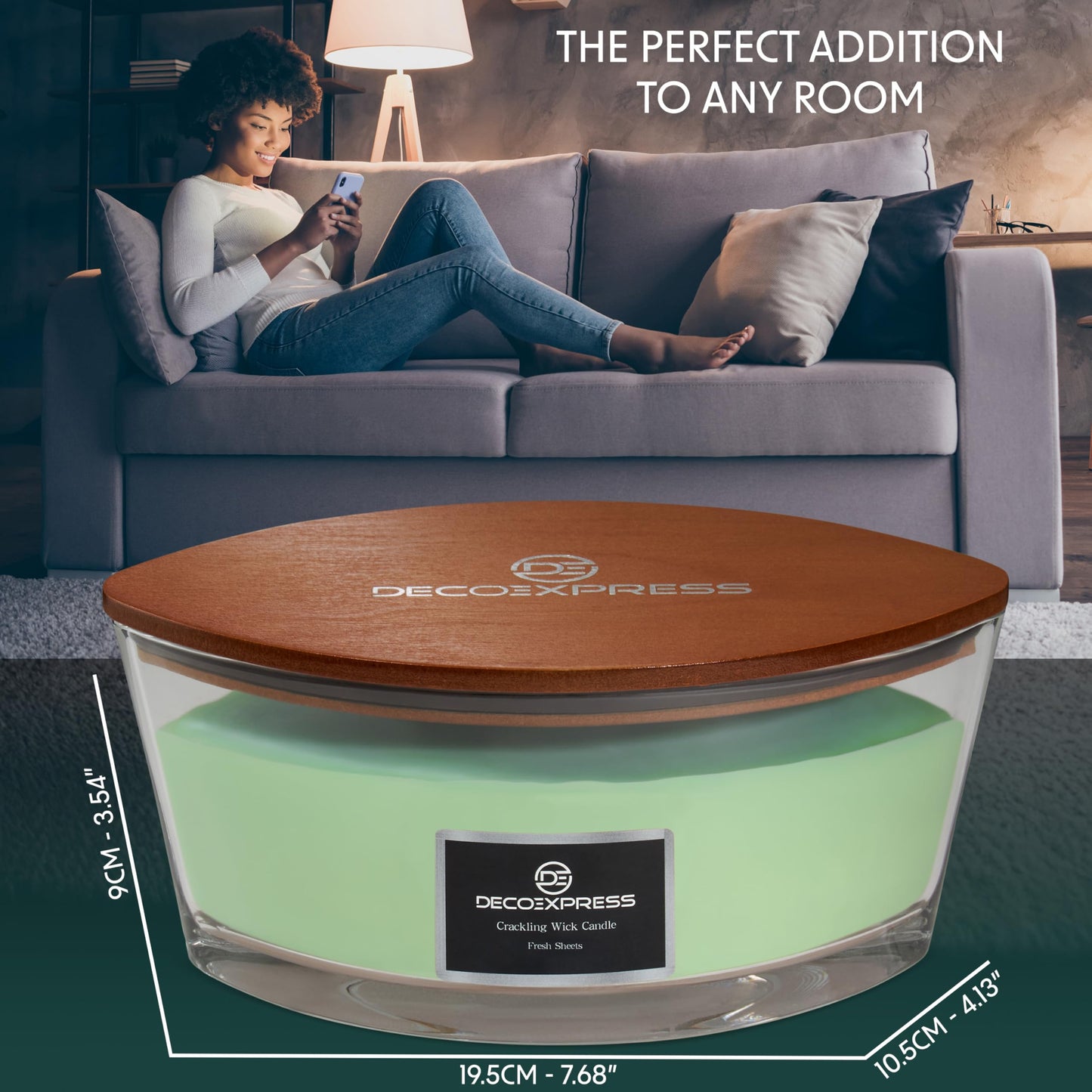 DECO EXPRESS Scented Candles, Crackle Double Wick Candles, Long 50 Hours Burn Time, Home Decor & Gift Ideas (Fresh Sheets)