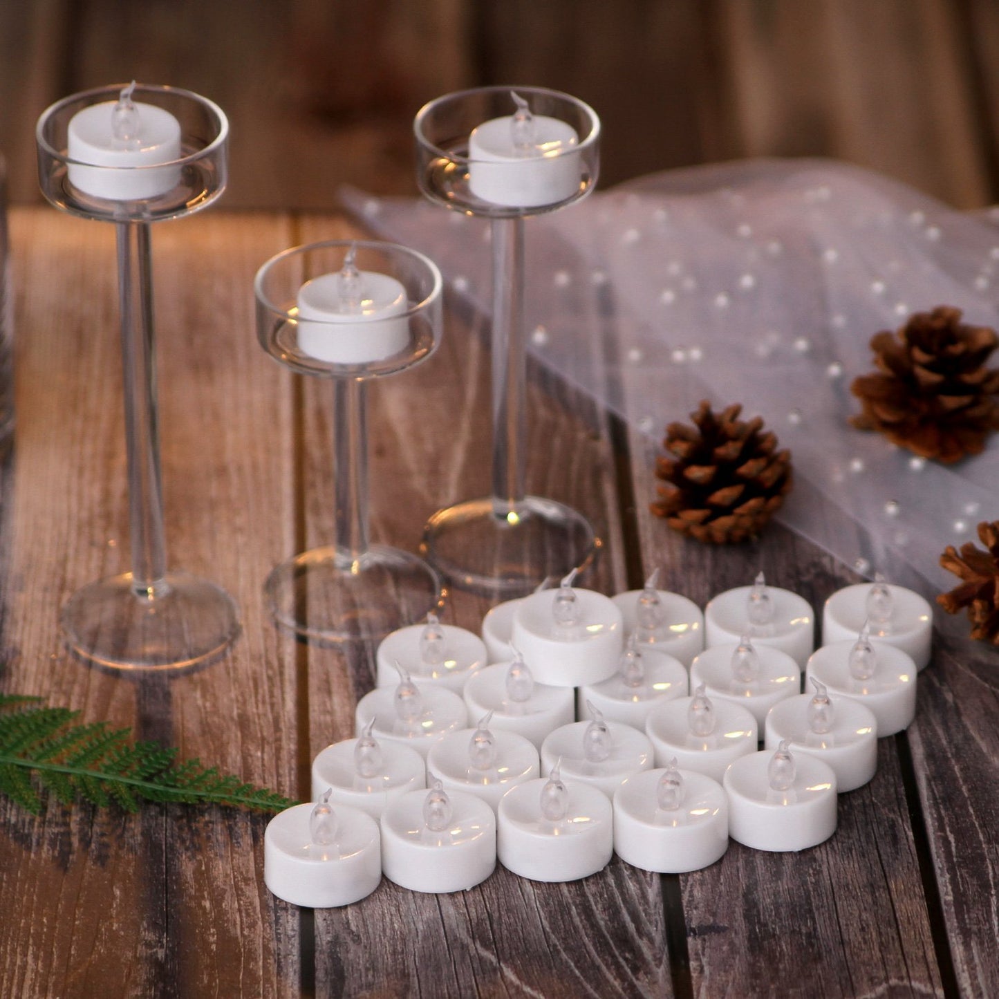 AGPTEK® Timer Flickering Flameless LED Candles Battery-Operated Tealights for Wedding Holiday Party Home Decoration 24pcs(Cool White)