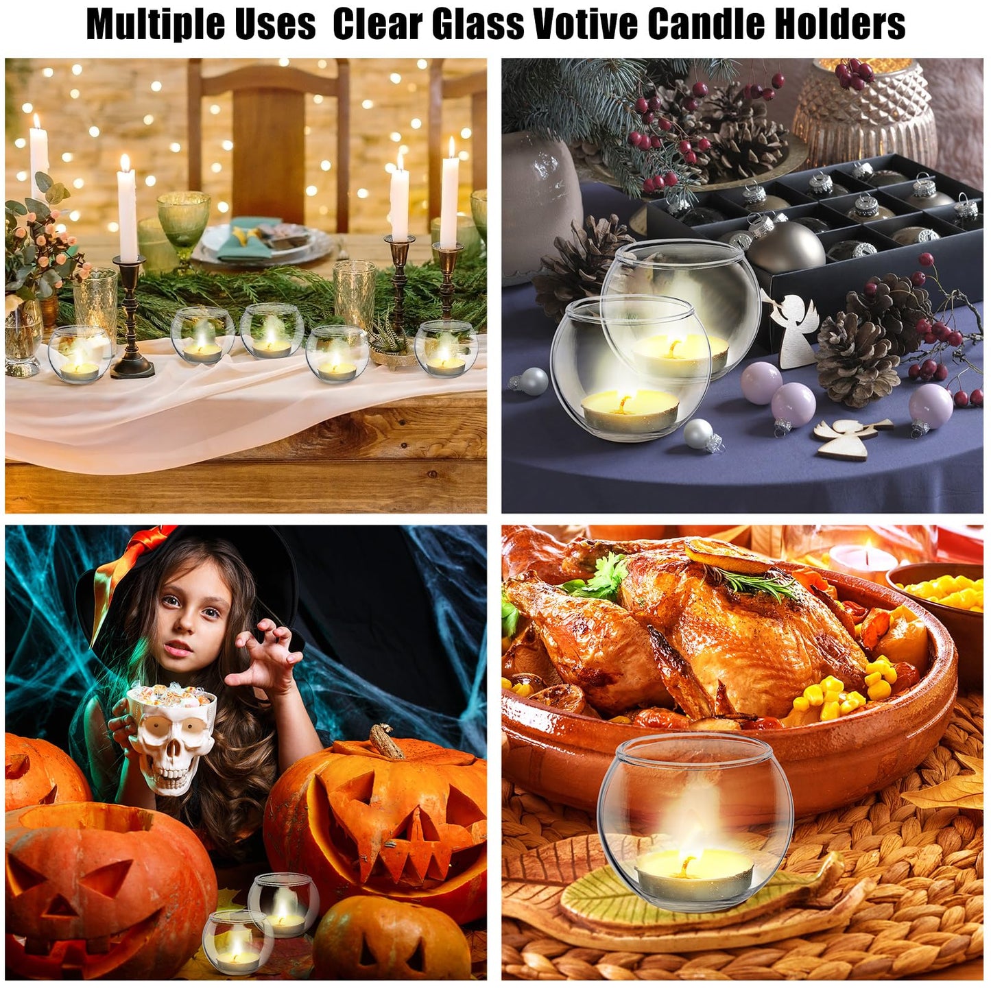 Uiifan 36 Pcs Clear Votive Candle Holder 1.97'' x 2.17'' Bulk Glass Tea Lights Round for Wedding Candle Jars Holder for Wedding Table Centerpiece Party Birthday Home Decoration