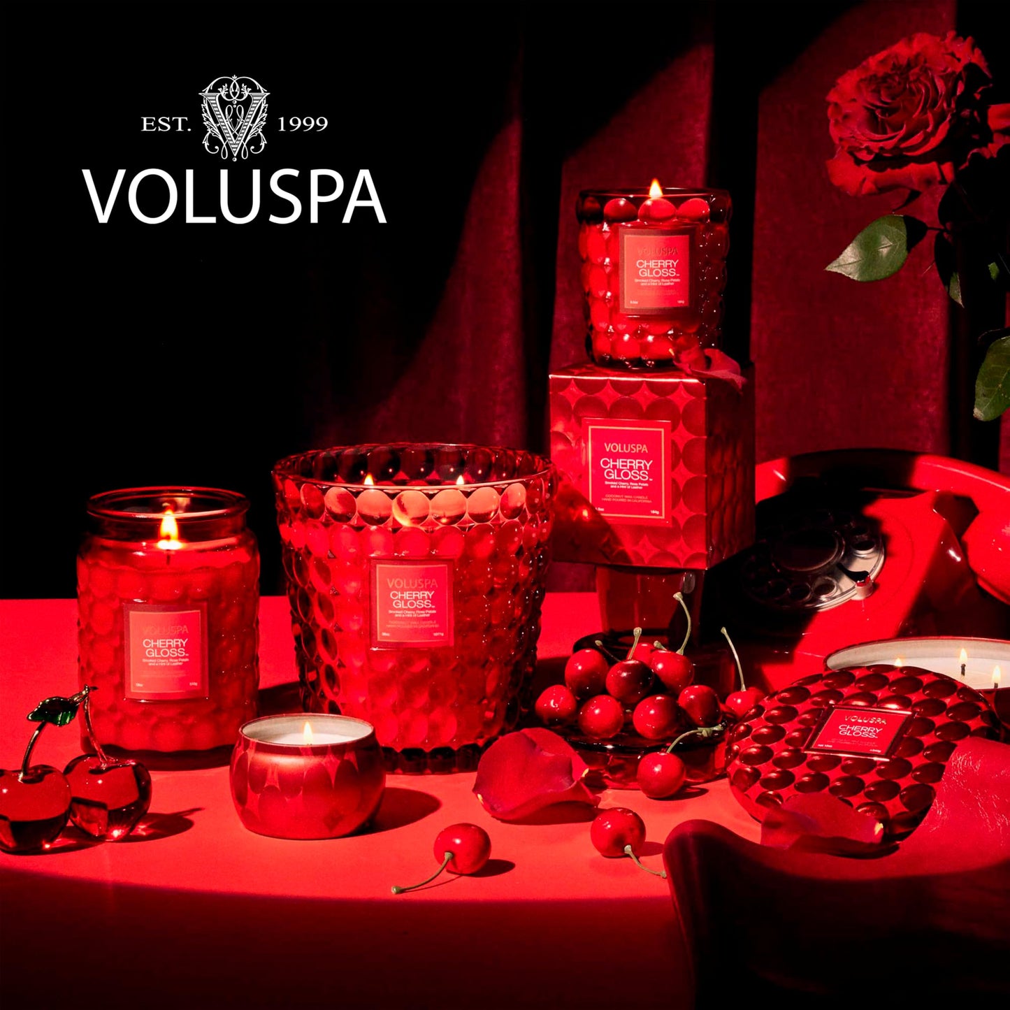 VOLUSPA Cherry Gloss 18 oz Scented Coconut Wax Candle for Home Fragrance