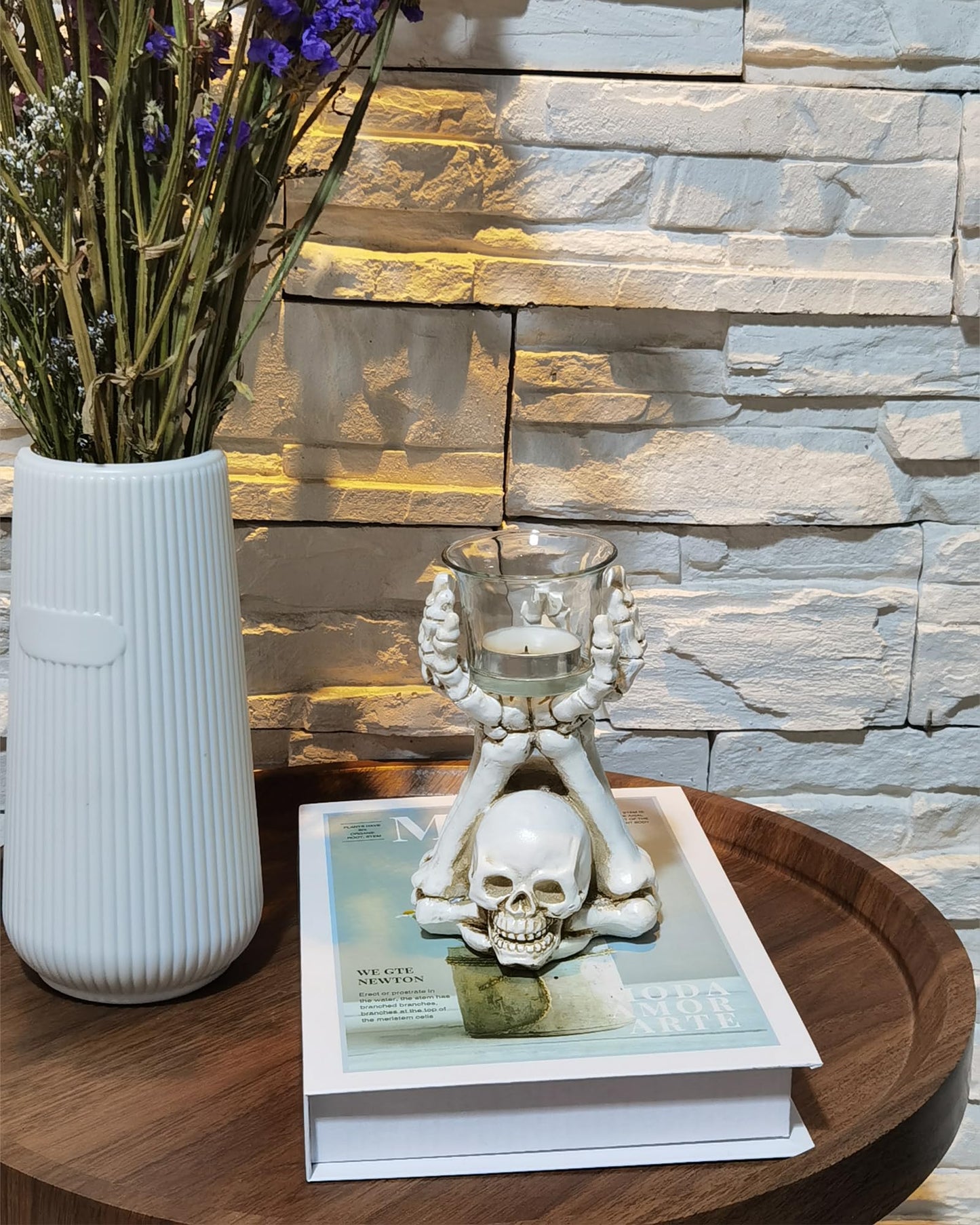 ZASEUCI Gothic Skeleton Hand Candle Holder & Jewelry Organizer Durable Polyresin Display for Taper or Pillar Candles, Dark Art Home Decor