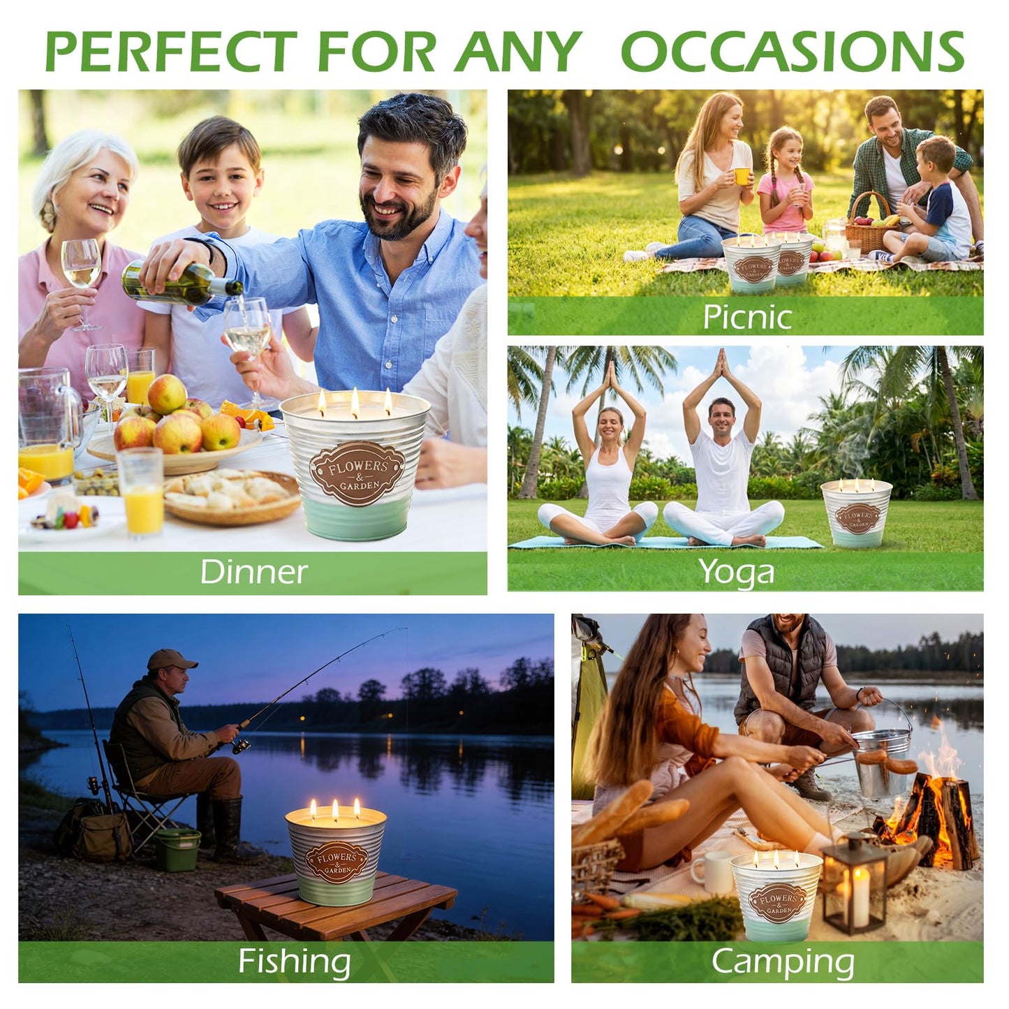 Citronella Candles Outdoor,2 Pack Large Citronella Candles,3-Wick Natural Soy Wax Lemongrass Candle,180 Hours Long Lasting Burning Outdoor Candle for Patio Yard Balcony Camping & Home Decor