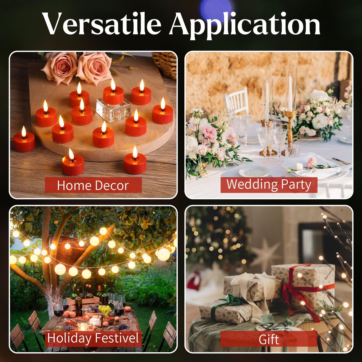 Eywamage Red Flameless Tealights with Remote Batteries, Flickering LED Tea Lights Votive Candles Proposal Decor Set of 12