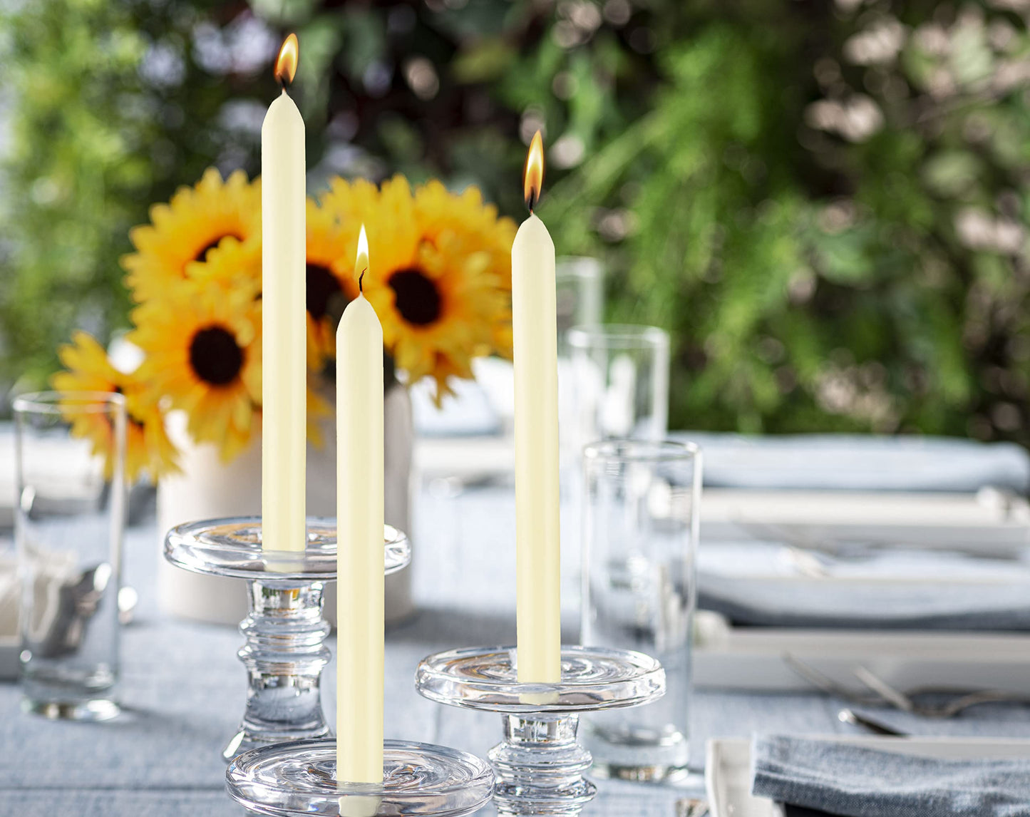 BOLSIUS Ivory Dinner Candles - 10 Pack Unscented 9 Inch Straight Taper Candle Set - 8 Hour Burn Time - Premium European Quality - Smokeless And Dripless Household, Spa, Wedding, And Party Candlestick