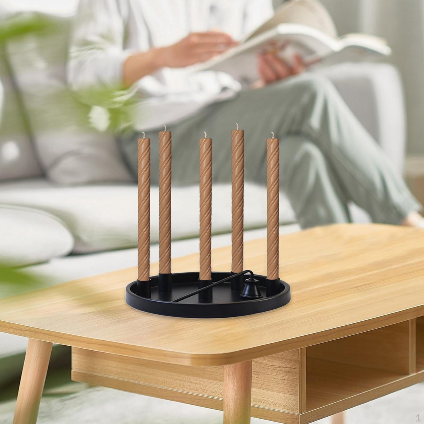 Unscented Taper Candles Dripless Brown Spiral Candles Smokeless Long Dinner Candles 10 Inch Housewarming Candlesticks for Home Decoration