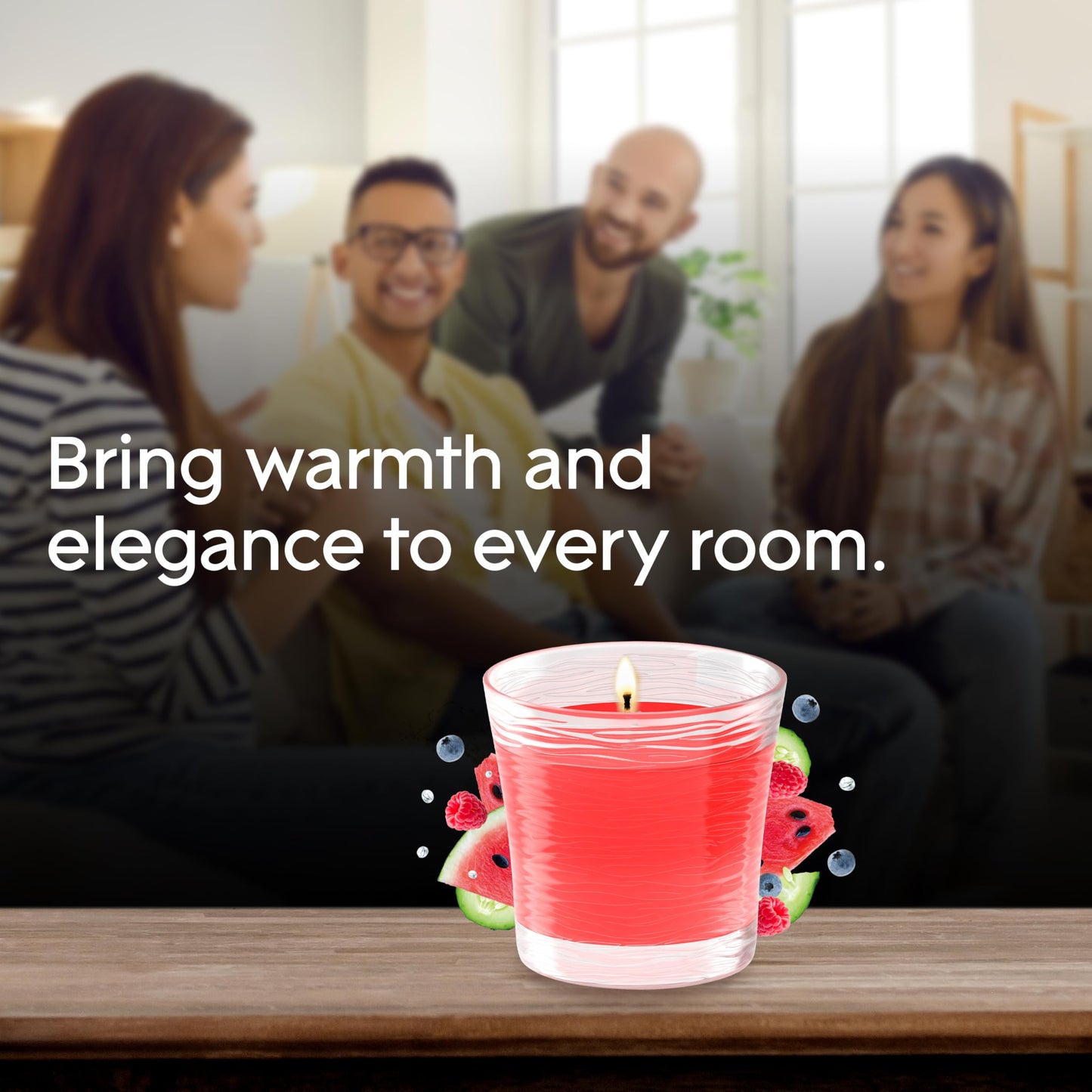 Glade 1-Wick 2in1 Scented Candle Jar, Bubbly Berry Splash & Watermelon Refresher, Air Freshener Infused with Essential Oils, 4.08 Oz, 2 Count