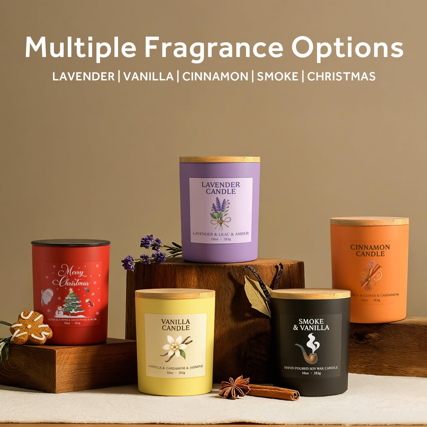 NORVENCE Vanilla Candle, Vanilla Scented Candles for Women, 10oz Soy Candles with Bamboo Lid for Home Scented, Birthday Gifts for Women and Men, Hand-Poured Candle for Relaxation, Home Decor