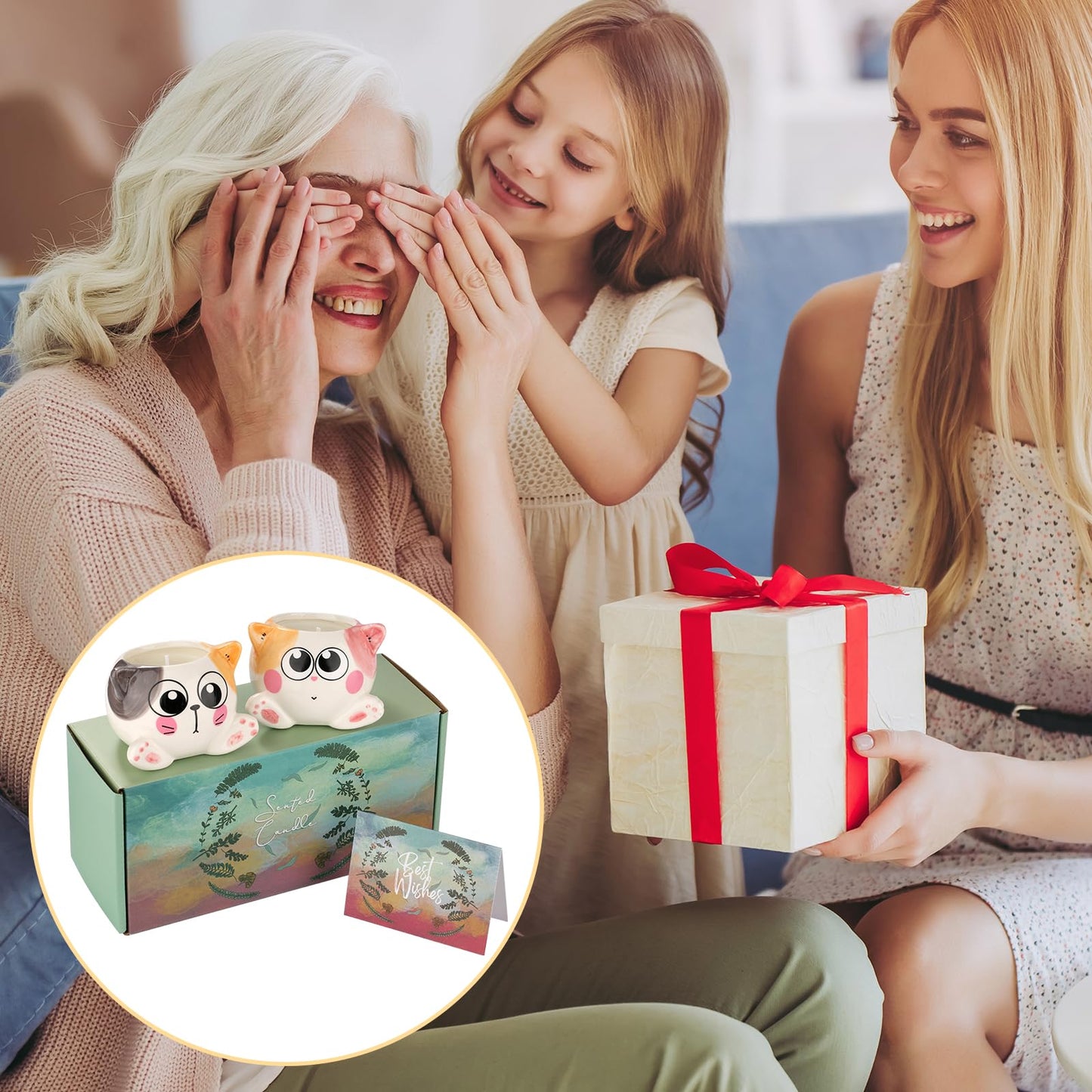 Birthday Gifts for Women,Cool Mothers Day Gifts for Mom,Cat Scented Candles for Women Birthday Unique,2 Pack Cute Candles