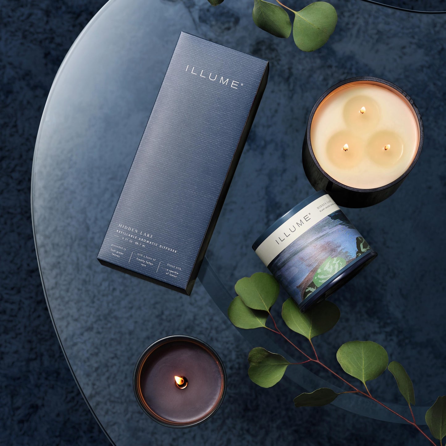 Illume Beautifully Done Essentials Hidden Lake Vanity Tin Scented Soy Candle