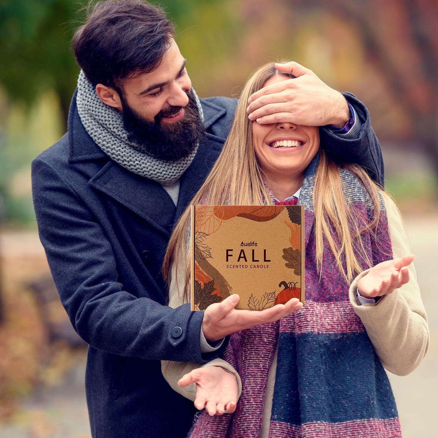 Auelife Fall Candle Set | 8 Pack Scented Candles for Home - Candle Gifts for Women Men, Soy Candles Home Scented | Autumn Fragrance of - Apple Pie/Cinnamon/Harvest/Wreath