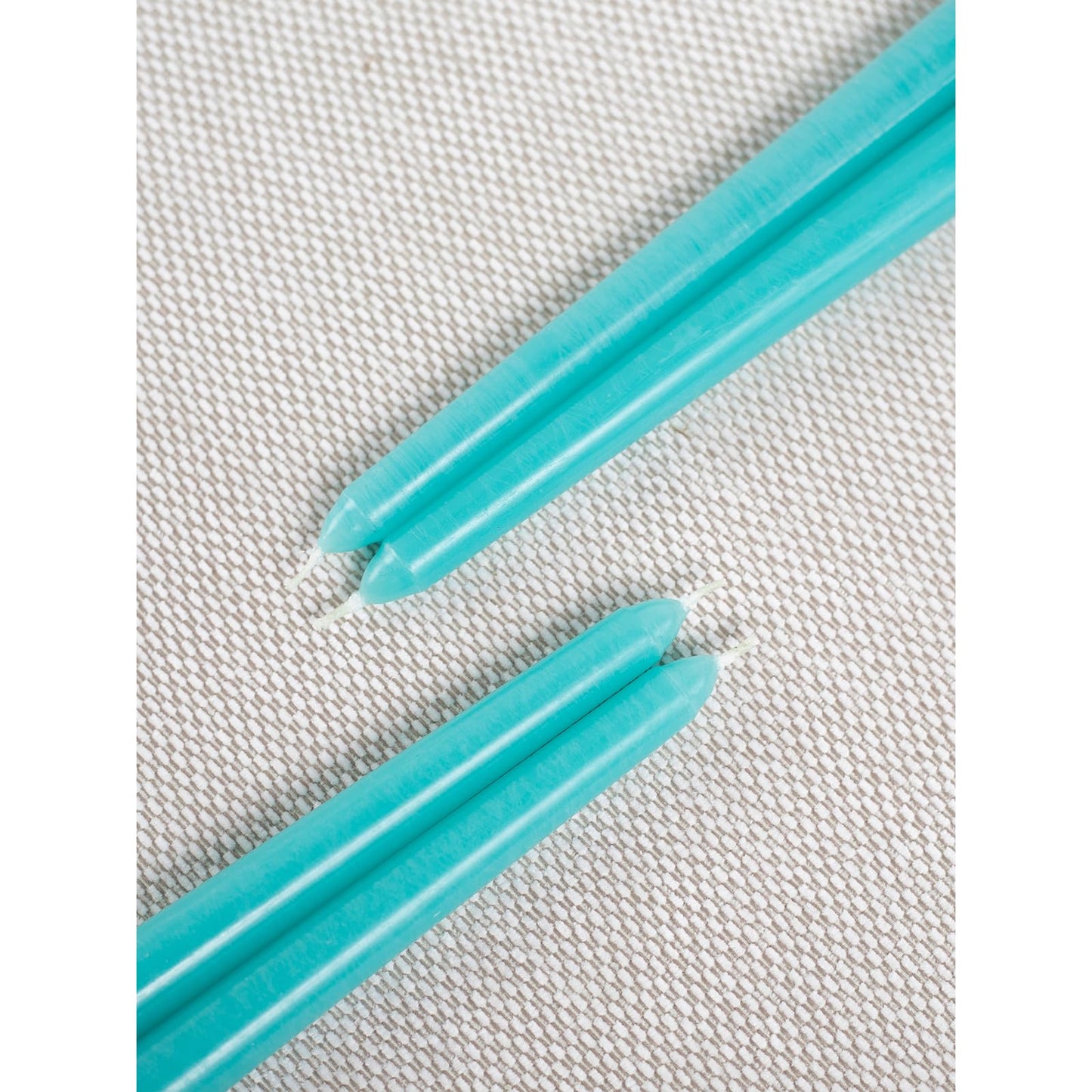CANDWAX 10 inch Turquoise Taper Candles Pack of 4 - Unscented Smokeless Dripless Tall Candle Sticks - Perfect for Holidays, Ordinary Dinners and Special Occasions - Teal Candlesticks