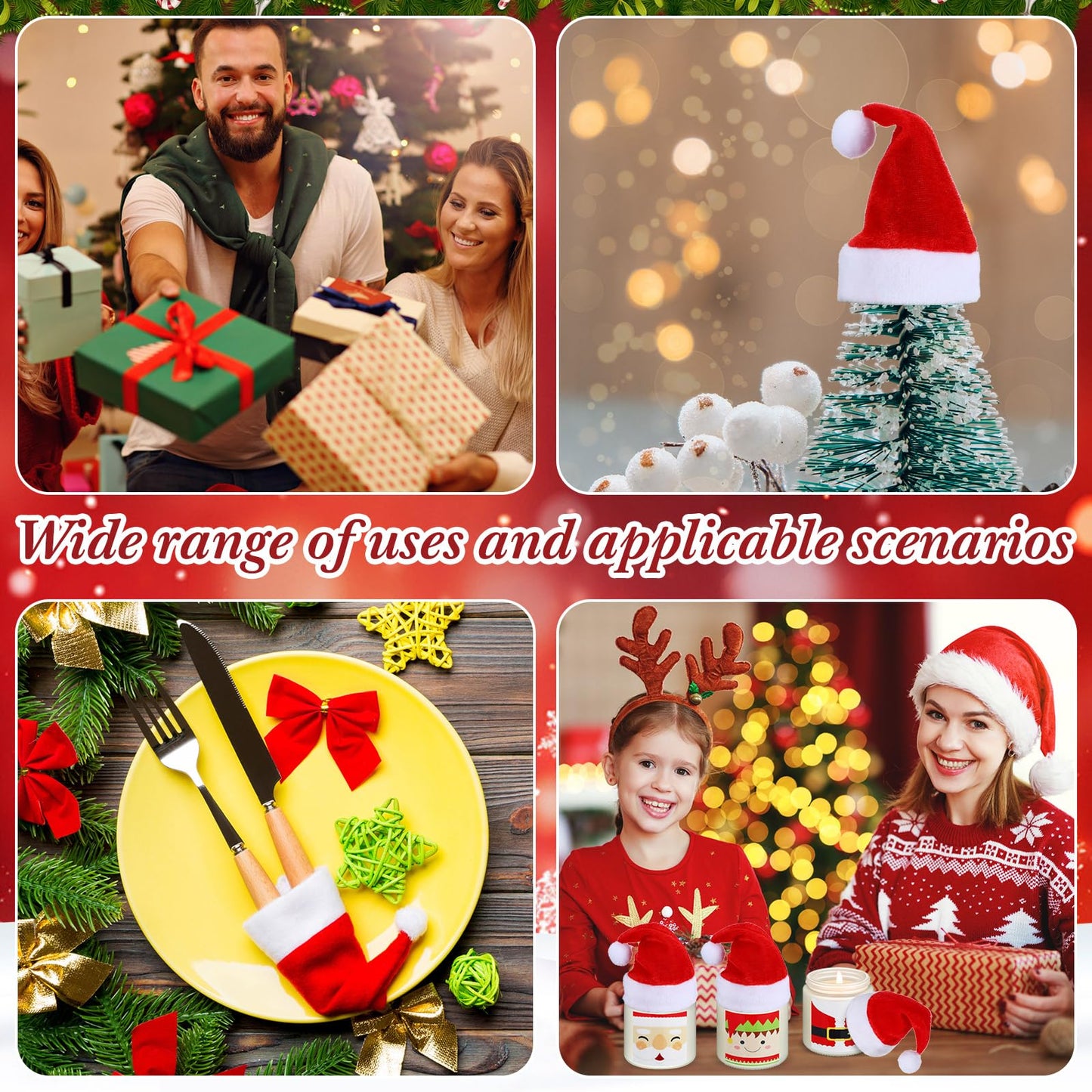 Conelist 36 Pack Christmas Scented Candles Jar Set Include 18 Pcs 7oz Aromatherapy Soy Wax Candles and 18 Pcs Mini Xmas Santa Hat Holiday Table Centerpieces Gifts for Women Men Relaxing Spa