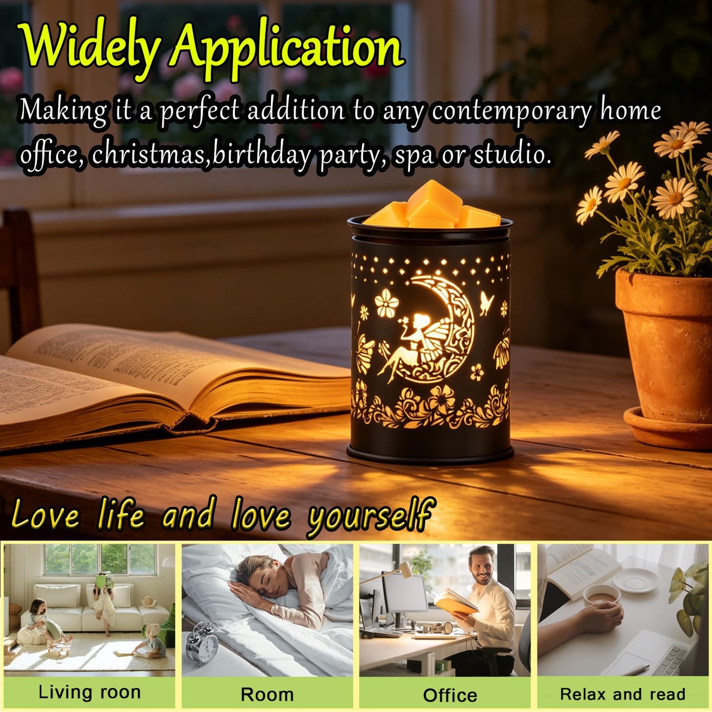 scentsy Wax Warmer for Scented Wax melt Warmer Wax Melter for Candle Making lamp Candle Warmer Plate Oil Burner for Home Decor and Gifts for Holiday (Moon/Flower Fairy)