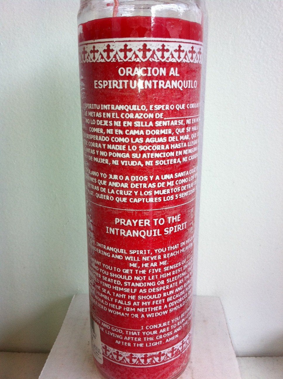 Unstill Spirit (Espiritu Intranquilo) 7 Day 1 Color Unscented Red Candle in Glass
