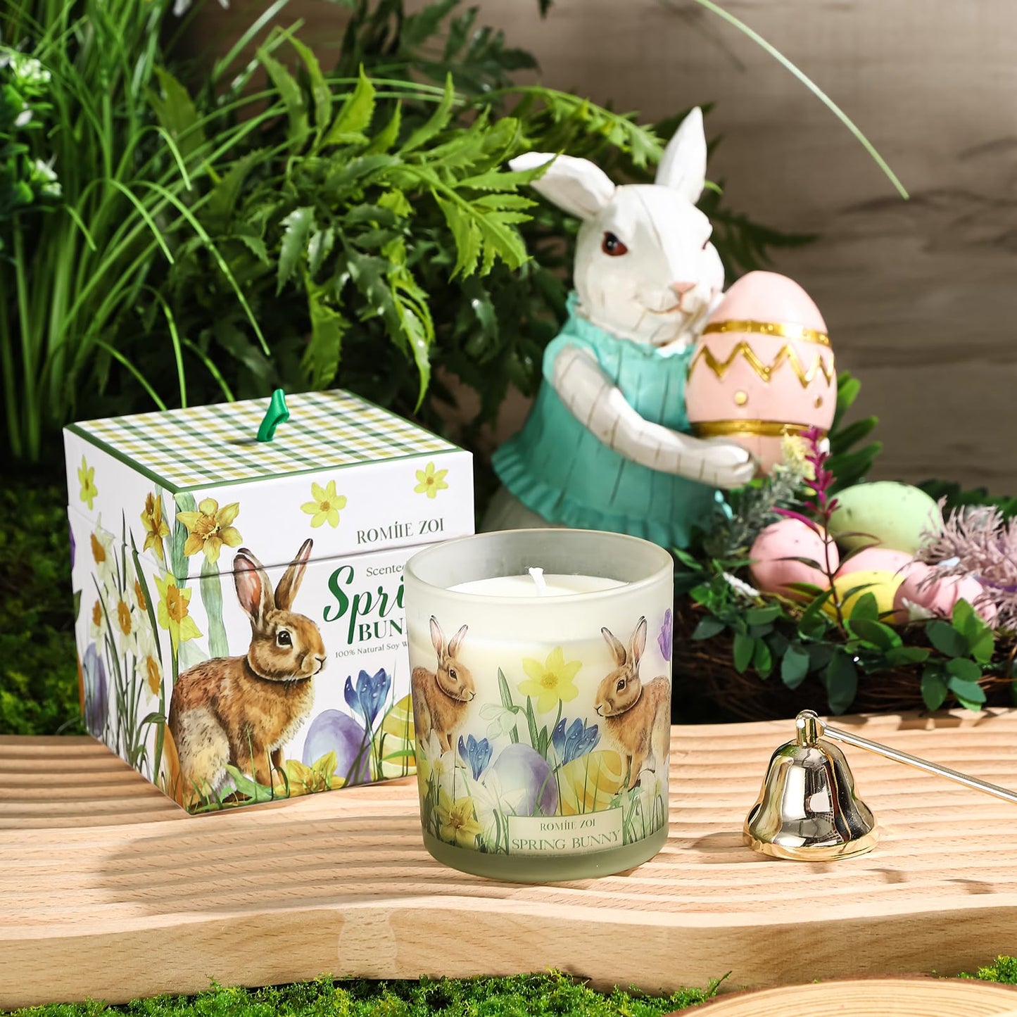 ROMIIE ZOI Easter Scented Candle - 6oz Soy Wax Candle, Sping Bunny, Infused with Garden Bunny Aroma - Gift Box Packaged for Easter Gift