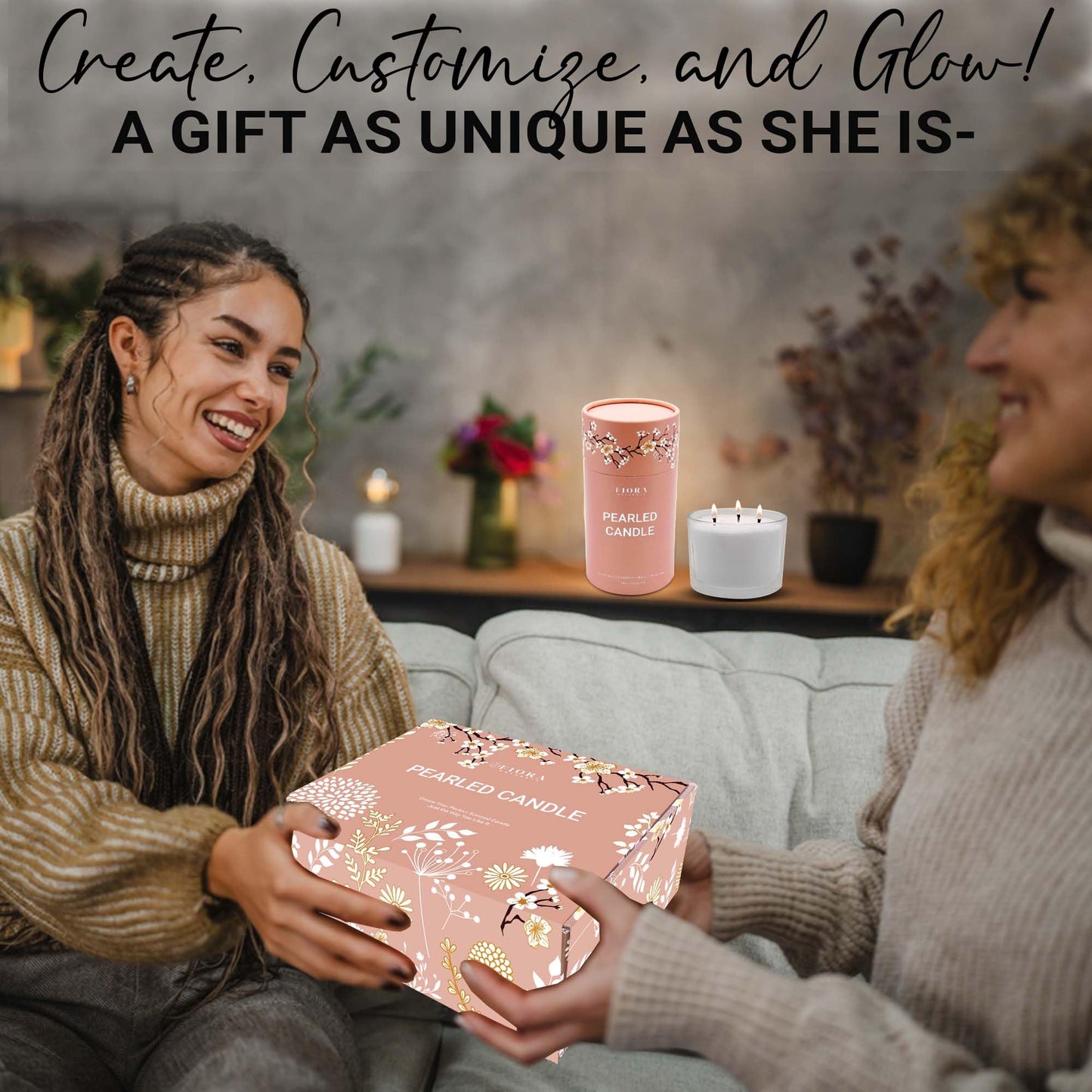 Pearled Candle Sand Gift Set - 18oz Sand Wax, 30 Wicks, 2X Natural Fragrance Oils + Free Large Glass Jar Included - Smoke-Free Powder Snow Candles, Upto 120 Hours Burn Time - DIY Candle Making Kit