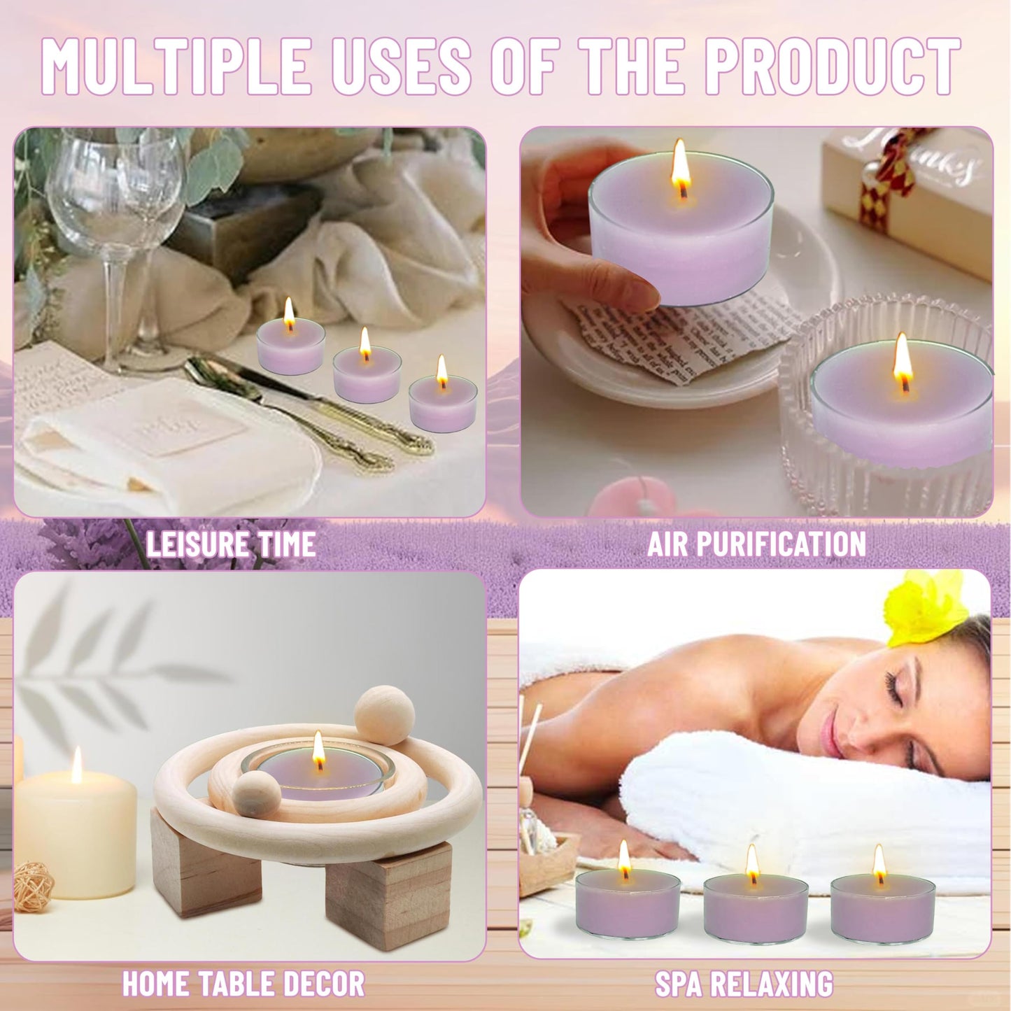 Scented Tealight Candles Light Purple Lavender Scented 12 Count Hand Poured Smokeless 4 Hour Clean Burn for Bedroom Relaxation Spa Night Meditation Yoga Practice Evening Wind Down