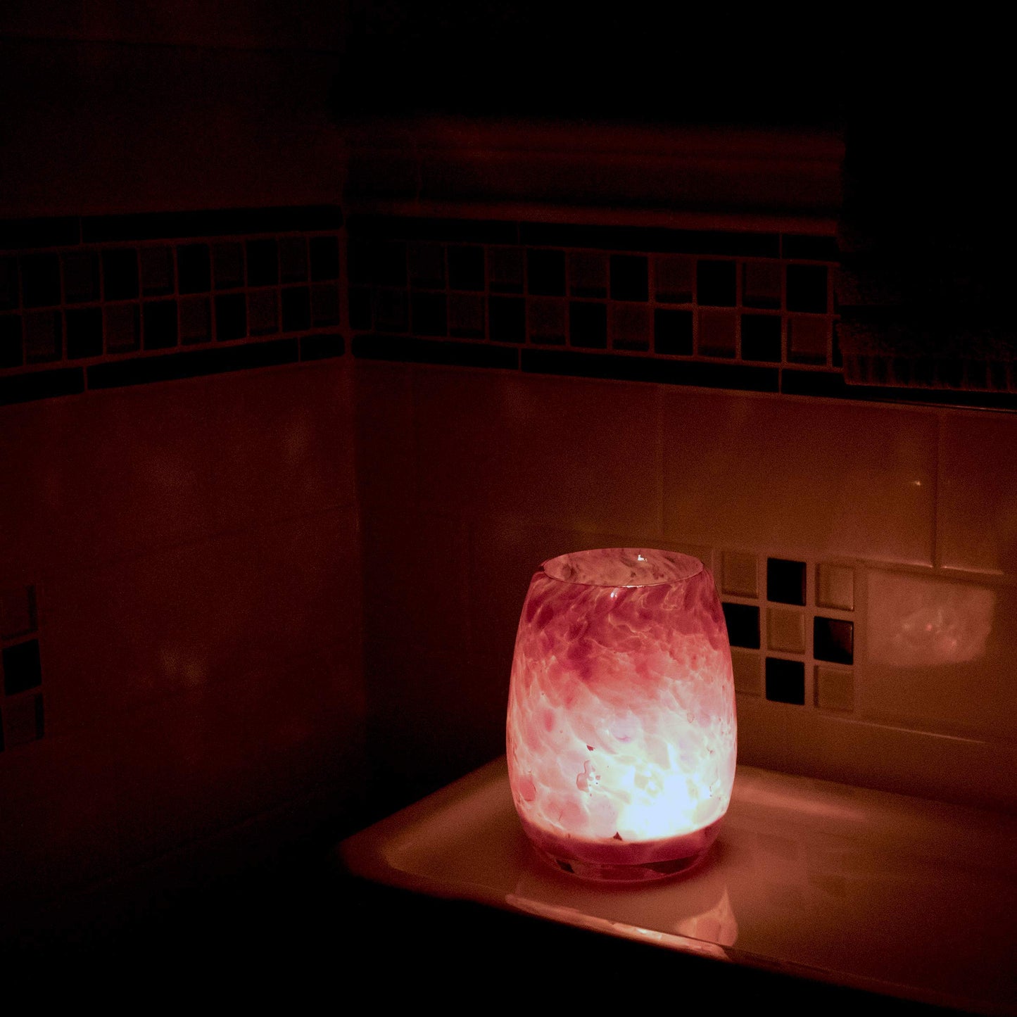 Totally Blown Glassworks Votive Candle Holder, Tea-Light, Handmade Blown Glass, Accent Vase, Centerpiece, Home Decor, Artist Dehanna Jones, Seattle, WA. (Pretty in Pink)