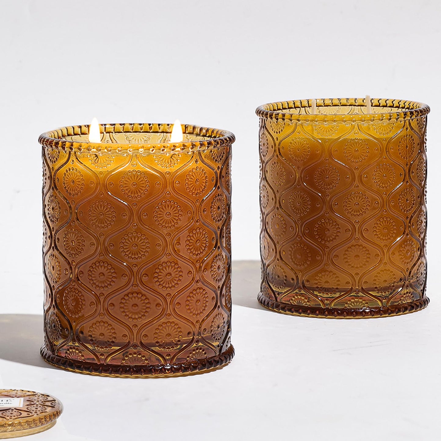 Organic Beeswax Candles in Glass Jar, 100% Pure Beeswax Jar Candles, 2-Wick Unscented Bees Wax Candle for Home, Gifts for Women & Men, Non Toxic, Natural, 40 Hour