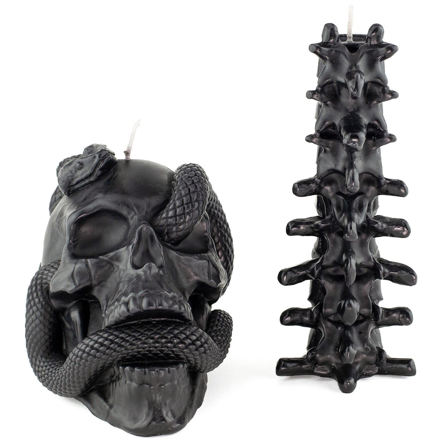 Kobi & Knight Black Skull Candle Set - Goth Candle with Snake and Spine in Coffin Gift Box - Gothic Candles for Spooky Halloween Decorations - Creepy Candles for Goth Decor