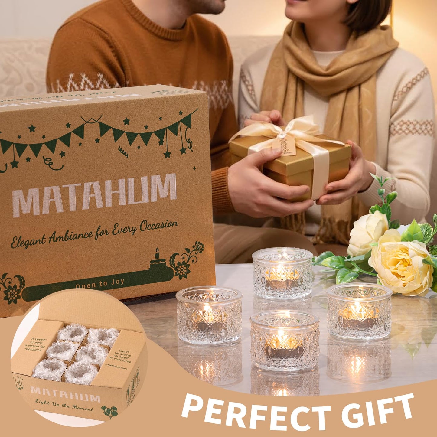 MATAHUM 24 Pack Clear Tealight Candle Holders, Glass Votive Candle Holders Bulk for Wedding Table Centerpieces, Bridal Shower, Baby Shower, Birthday Party Romantic Dinner, Home Decor
