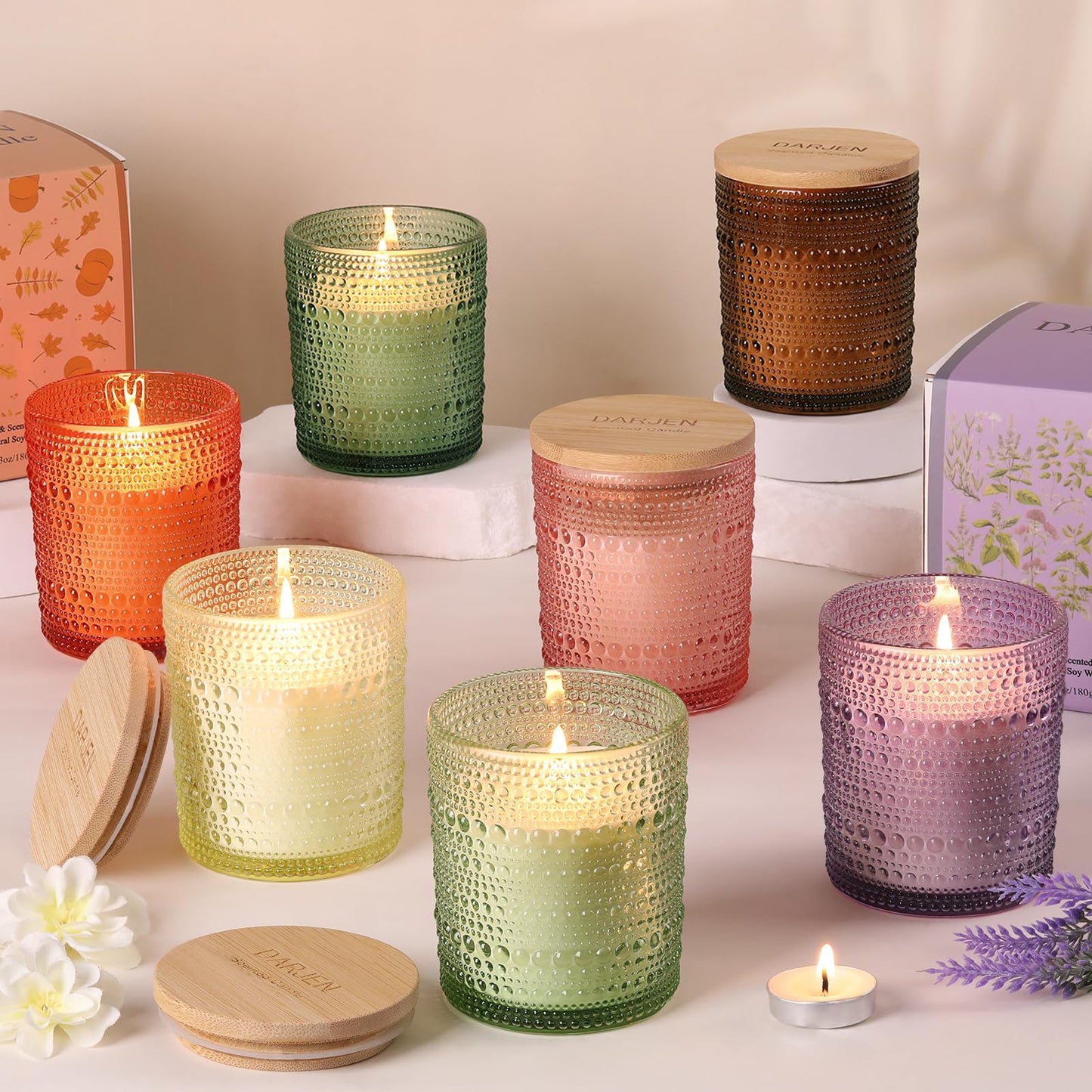 DARJEN Rose Scented Candles for Home- 6.3oz 42H Natural Soy Wax Aromatherapy Jar Candlet, Decorative Aesthetic Candles for Master Bedroom, Date Nights, Self-Care Sunday, Luxury Gift for Women