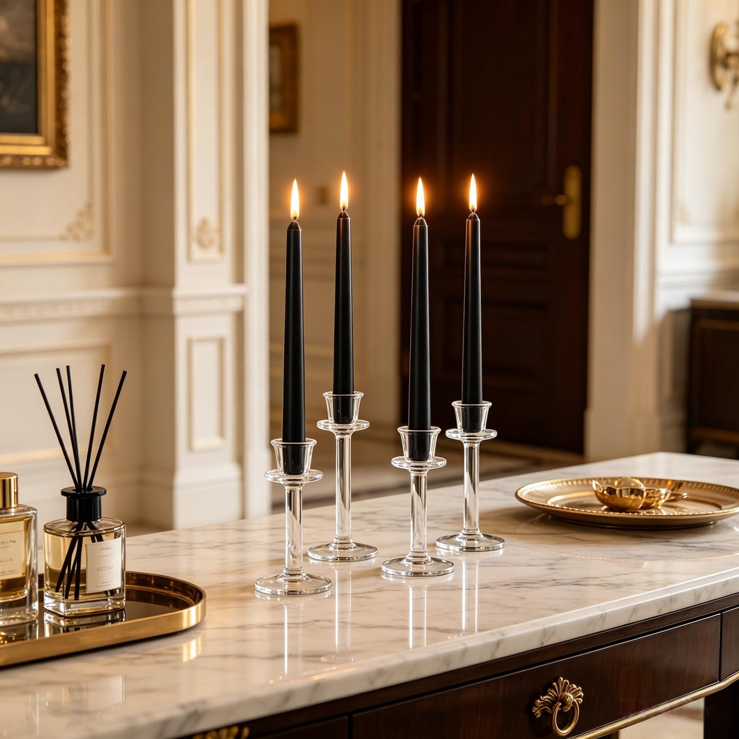 20-Pack Black Taper Candles Unscented, 10 Inch Tall Dinner Table Candlesticks for Halloween Gothic Centerpieces, Bulk Tapered Candles Long Burning Smokeless Dripless, Decorative Candle for Home Decor