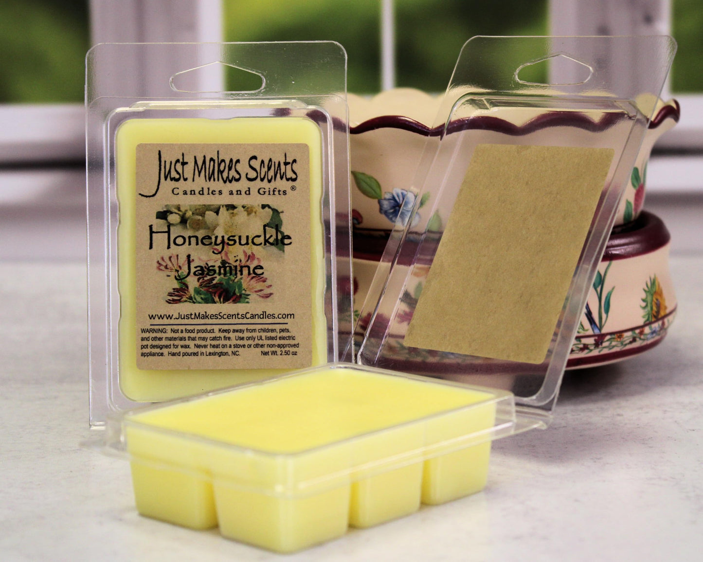 Just Makes Scents 2 Pack - Honeysuckle Jasmine Scented Blended Soy Wax Melts | Long Lasting Honeysuckle and Jasmine Fragrance Wax Cubes | Hand Poured in The USA Candles & Gifts