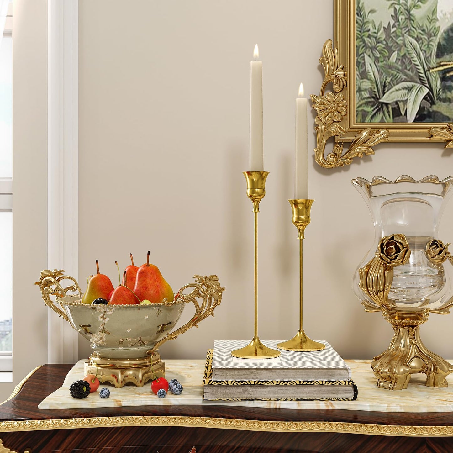 Showin Candlestick Holders Gold, 3 Packs Taper Candle Holder for Candlesticks, Candle Sticks Holder Decor for Home Decor