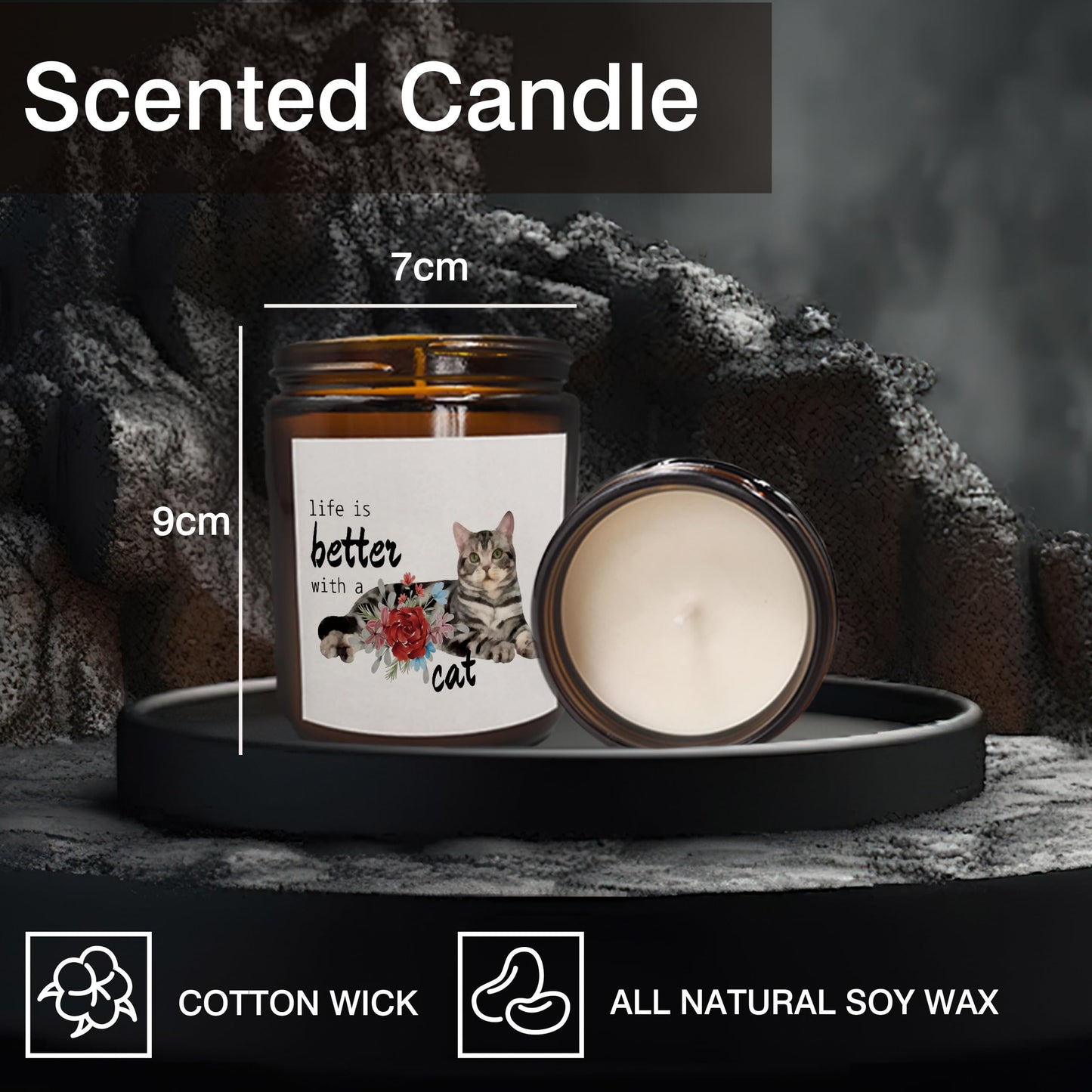 Mancheng-zi Cat Candle - Scented Candles for Cat Lovers, Women, Moms, and Owners - Life is Better With a Cat