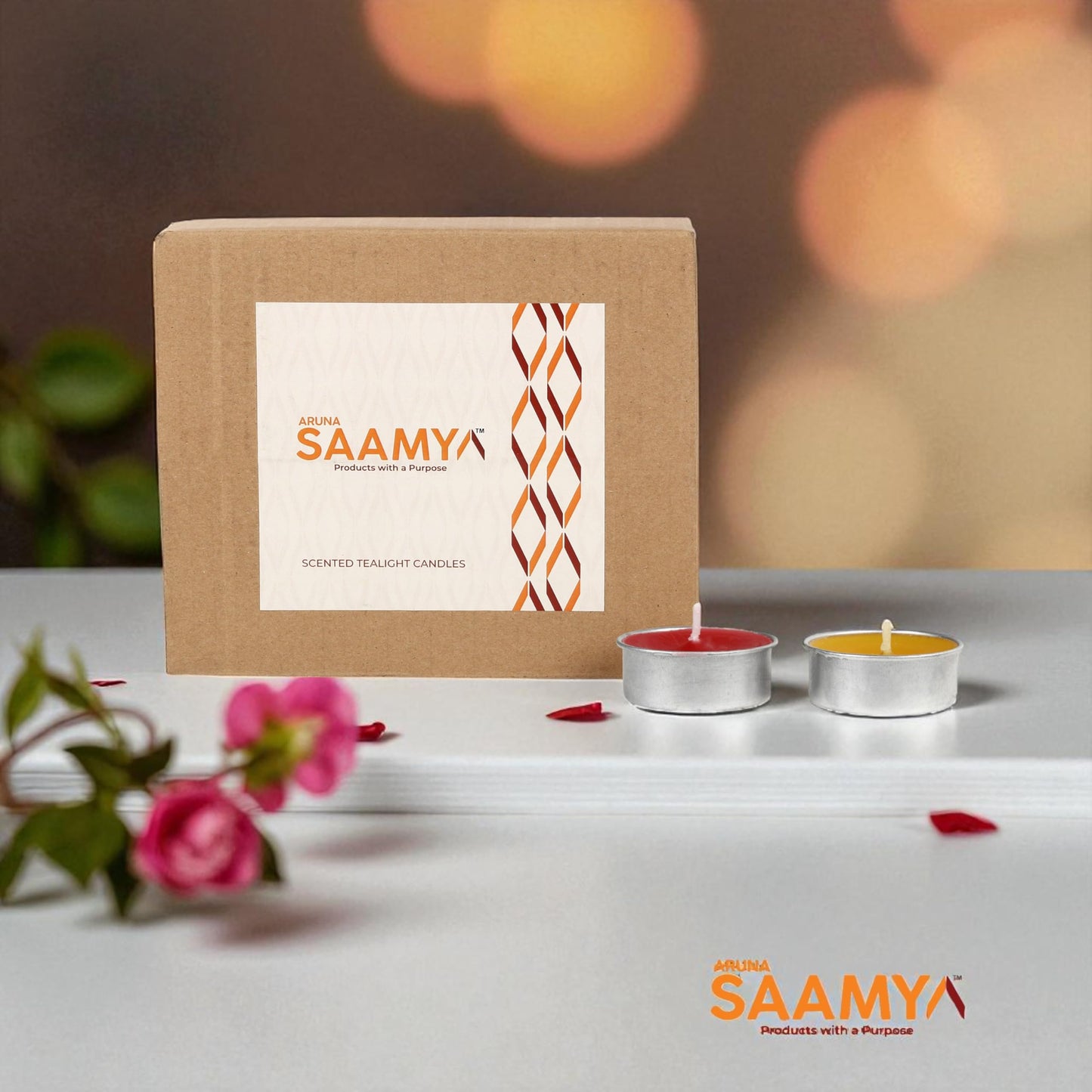 ArunaSAAMYA Handcrafted Scented Tealight Candle I Combo Pack I Rosy Radiance + Vanilla Serenade I Set of 40 (37 cm X 15 cm Each) I 12 GMS Each I Upto 3.5 Hours Burn Time Each