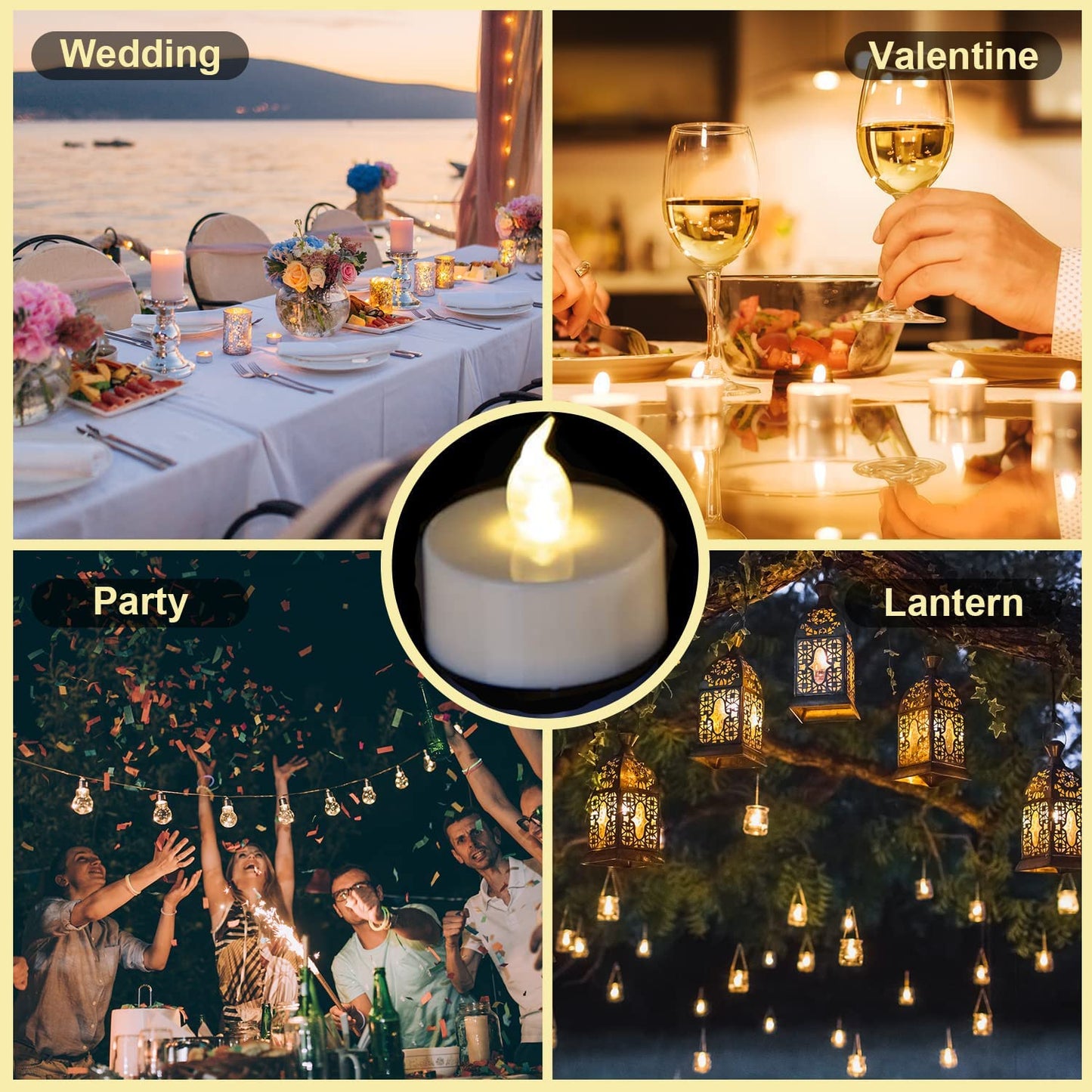 Battery tealights ,24 Pack Realistic and Bright Flickering Last 200 hours Longer Battery Operated Flameless LED Tea Lights candles for Holiday, Weddings, Birthdays,Halloween,Christmas(Warm White)