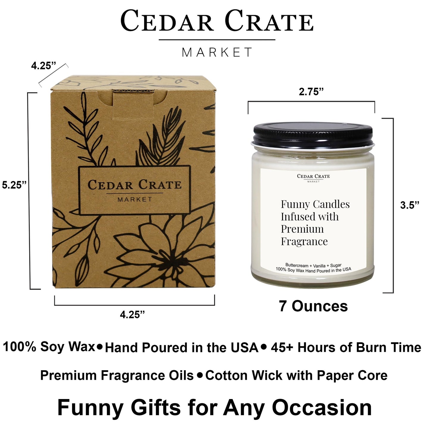 Cedar Crate Market Funny Buttercream Scented Birthday Candle | Hilarious Adult Milestone Gift - 40th, 50th,60th 70th + | One Minute You’re Young and Fun | Soy Wax 9oz | Gag Gift for Women, Men