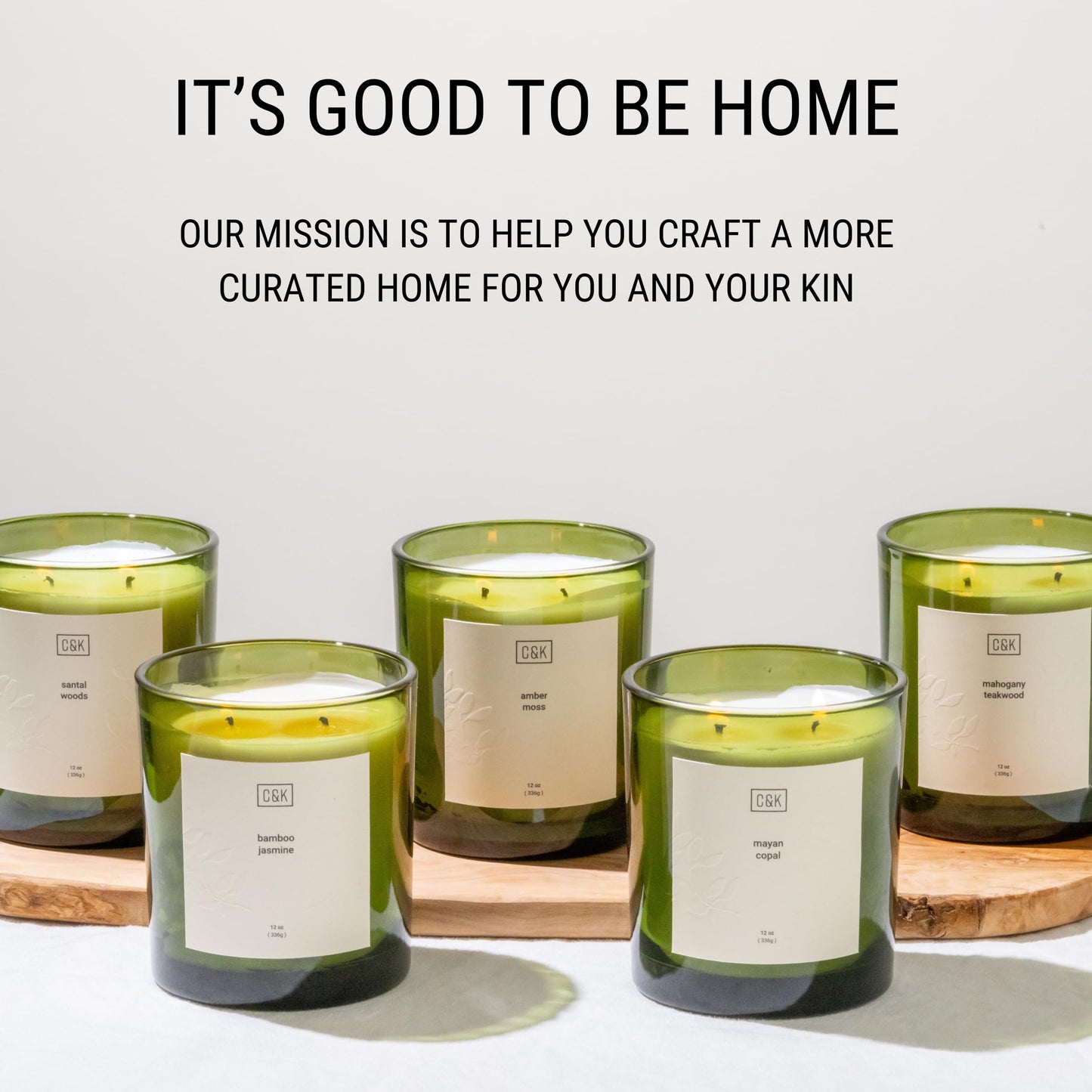 Craft & Kin 12oz Bamboo Jasmine Candle for Home | Premium Green Scented Candles for Men | Winter Candles Made with Natural Soy | Holiday Candle Gifts for Men and Women | Nature Collection