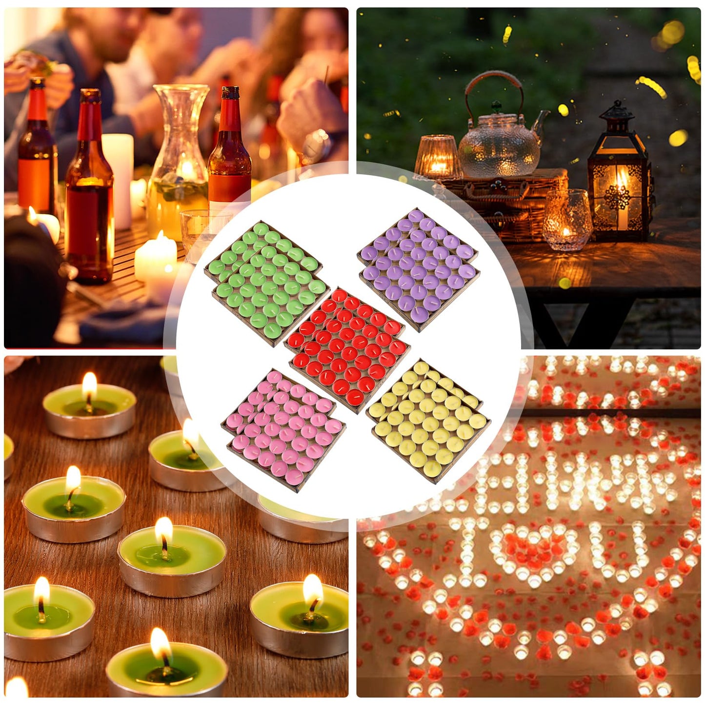 Dyrfolm 100 Pack Tea Lights Candles, Smokeless, Unscented, Dripless & Long Lasting Mini Tealight Candle, Small Tea Candle for Home Weddings Party Decoration (Yellow)