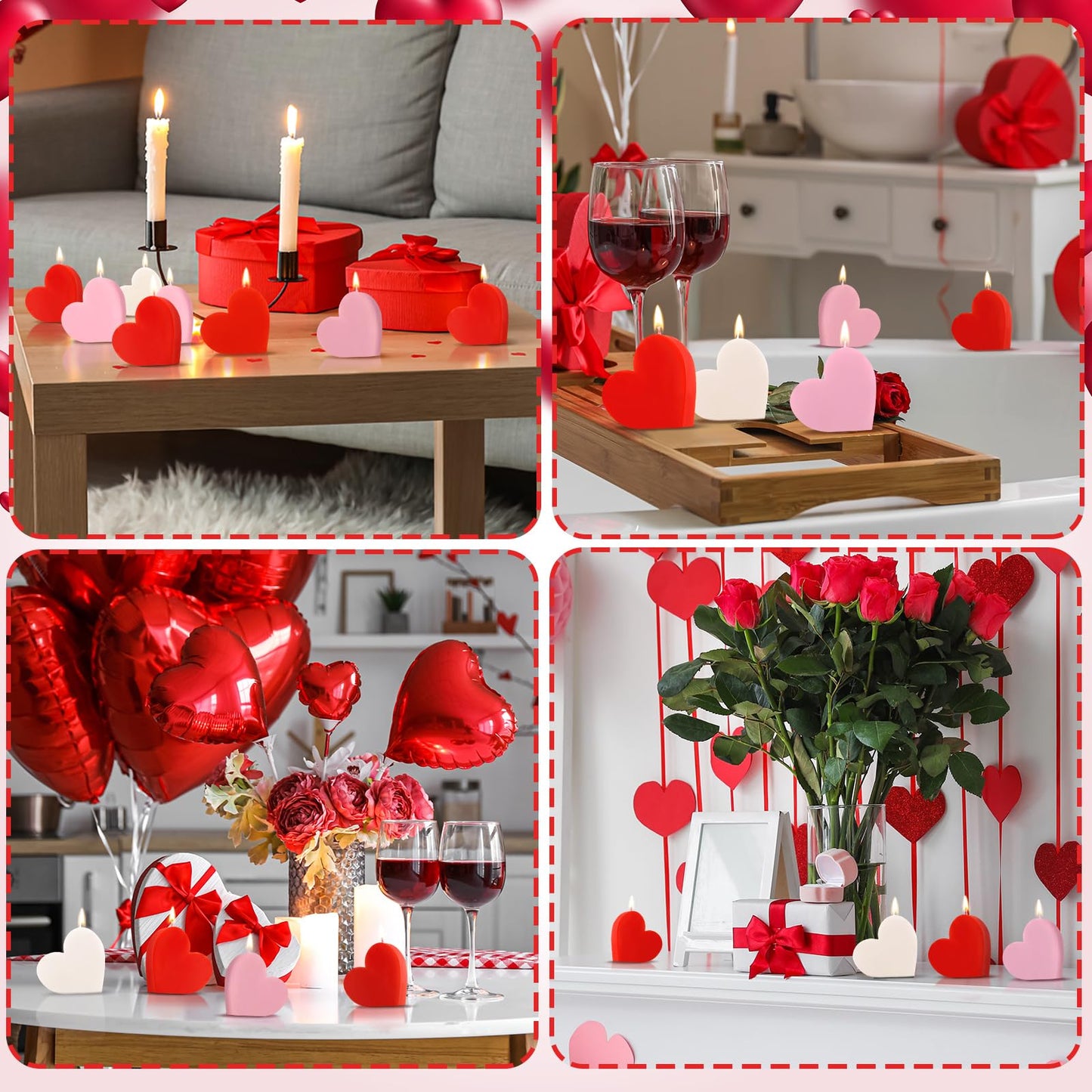 Mtlee 6 Pieces Valentine's Day Scented Candles Heart Shape Soy Candles Romantic Love Tealight Candle Gifts for Home Decor Valentine's Day Party Bedroom Room Table Decorations