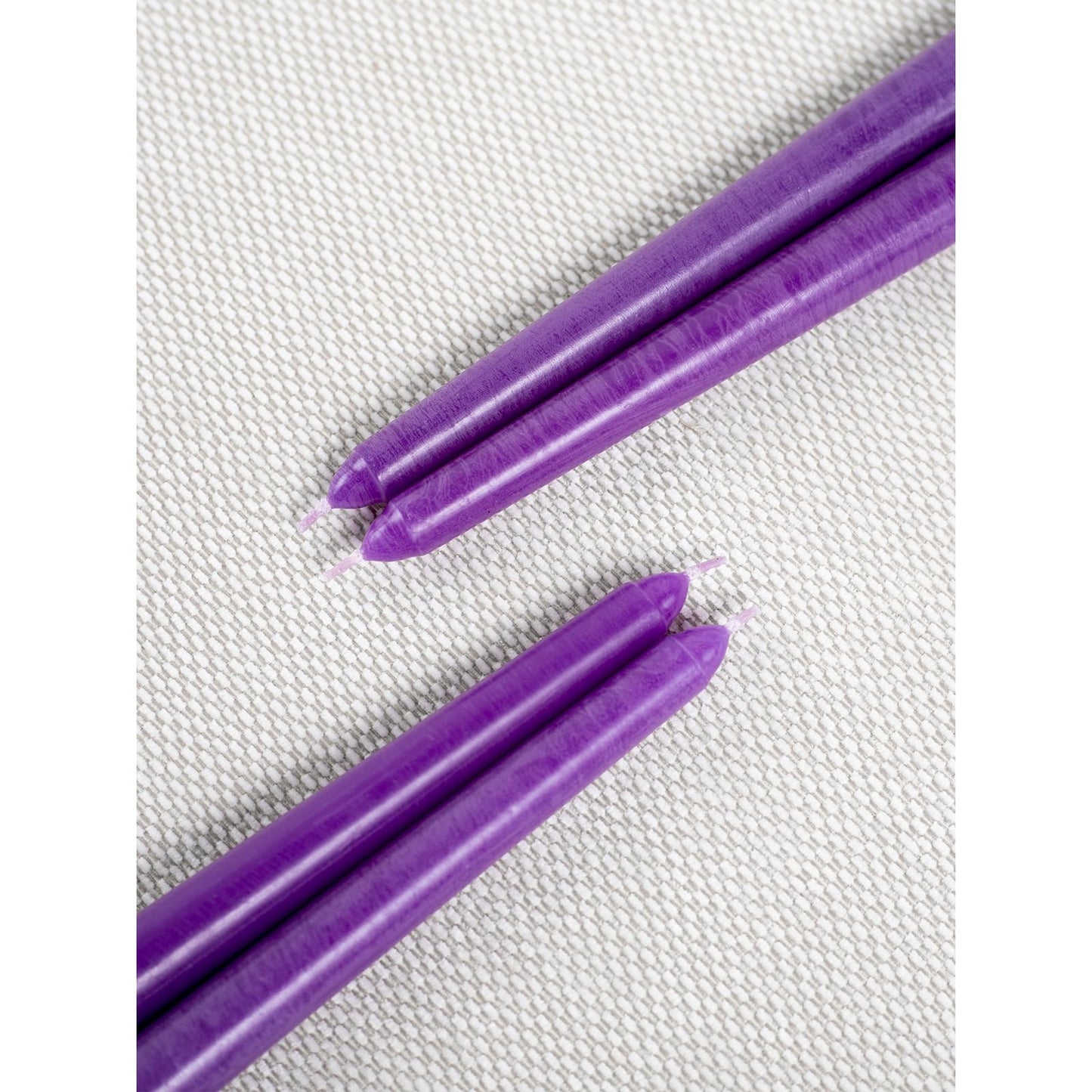 CANDWAX Purple 10 inch Taper Candles Pack of 4 - Unscented Smokeless Dripless Long Burning Christmas Candlesticks - Perfect as Christmas Candle Sticks for Home Decor - Purple Taper Candles