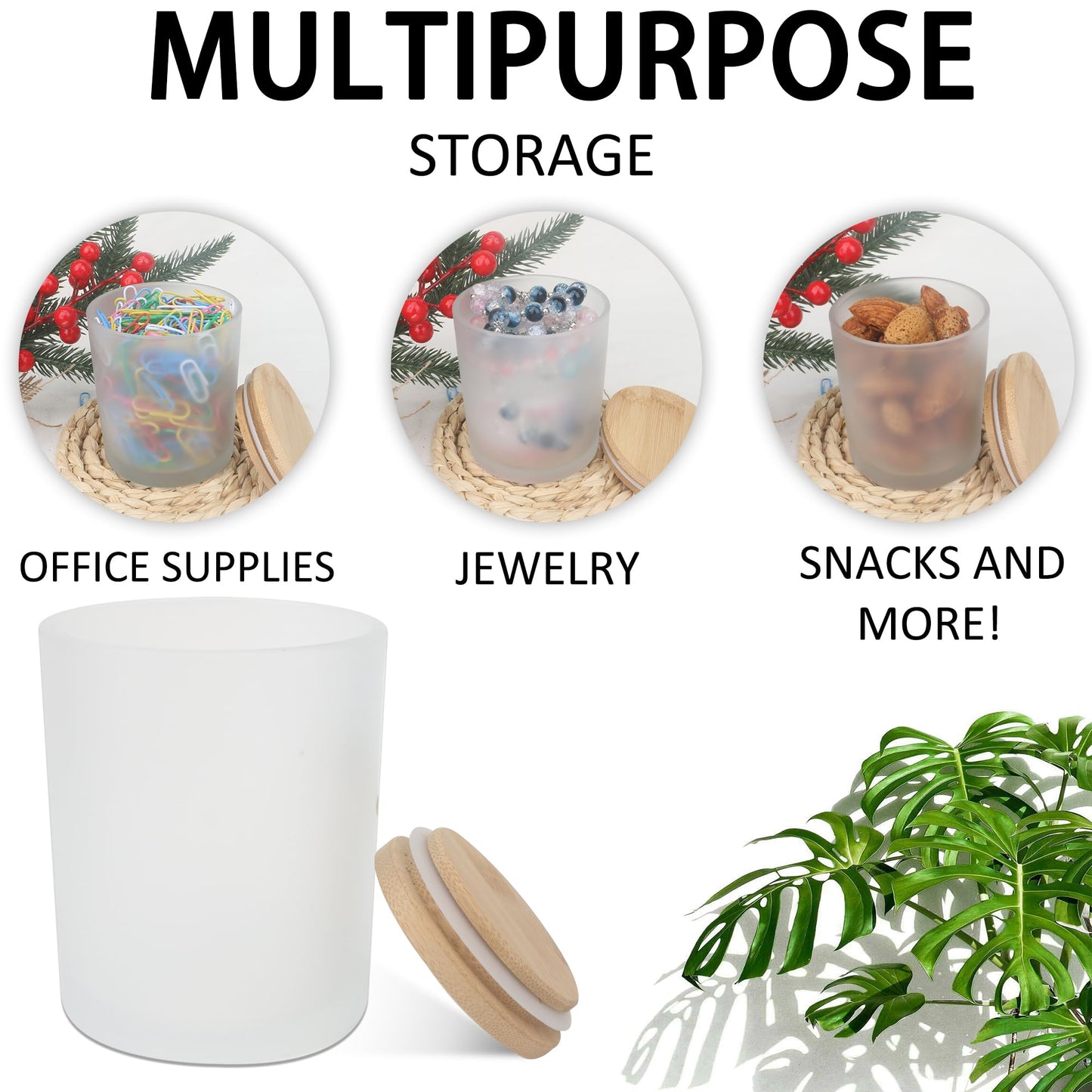 MILIVIXAY 12 Pack 10 OZ Frosted White Thick Glass Candle Jars with Lids - Bulk Empty Candle Jar for Making Candles - Spice, Powder Containers.