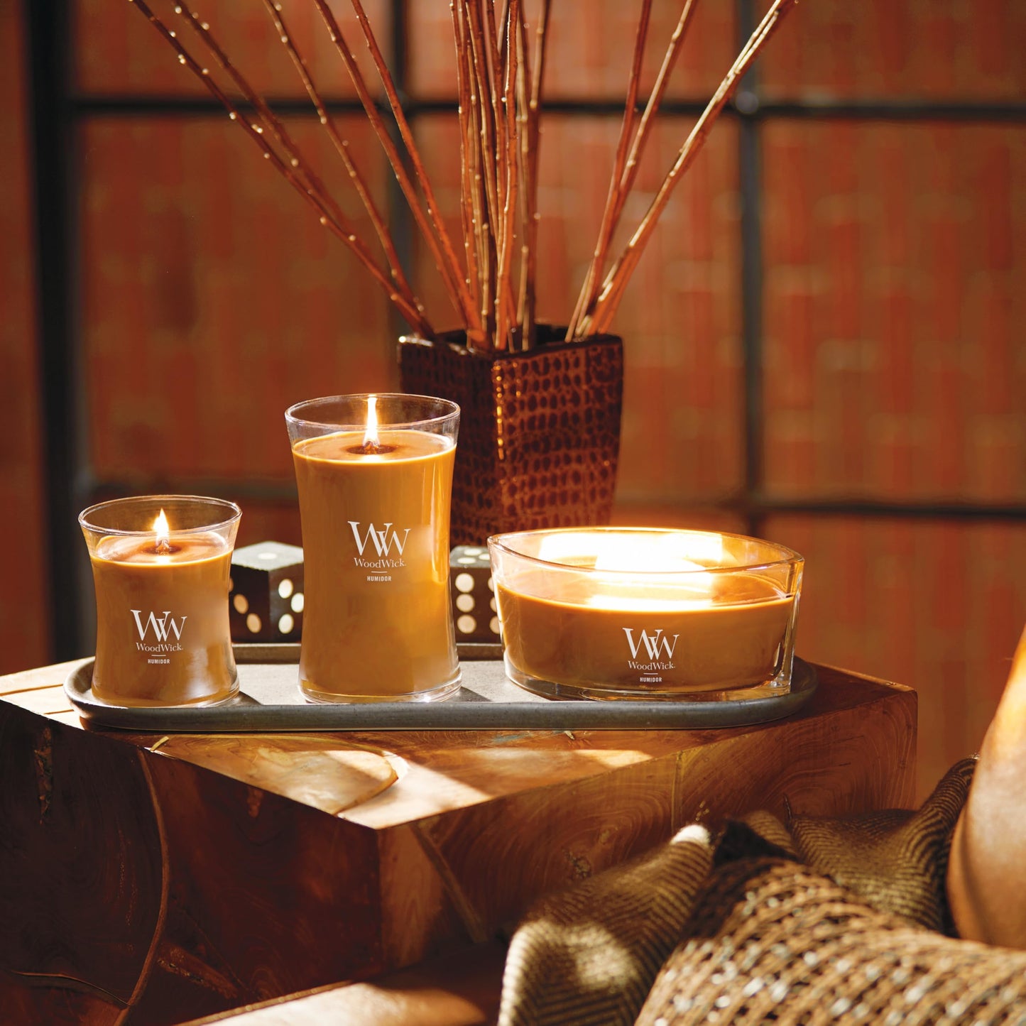 WoodWick Humidor Gifts for Women and Men, 16 oz Ellipse Candle with Crackling Wick