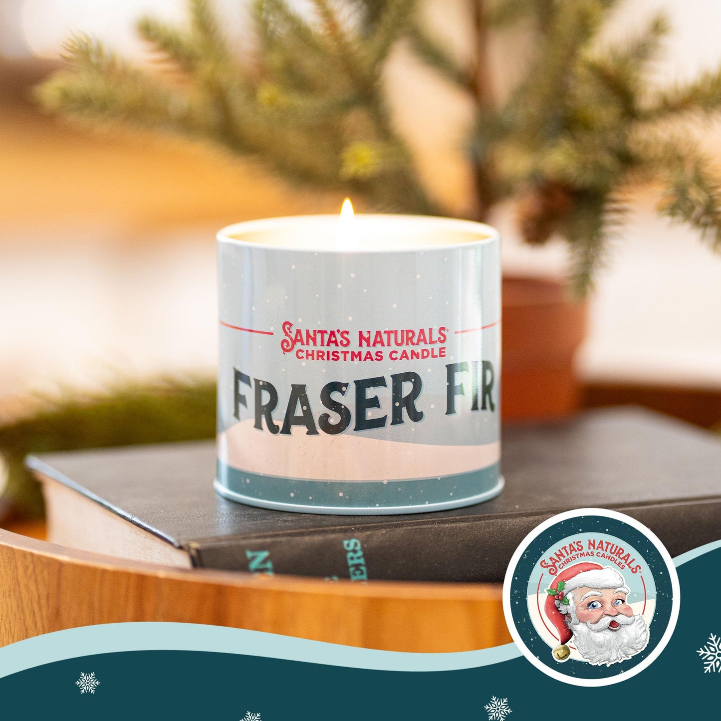 Santa's Naturals Fraser Fir Christmas Candles for Holidays & Gifts, Fresh Cut Tree Scent, Soy & Beeswax Blend, 30+Hour Burn, 9 oz, 2-Pack