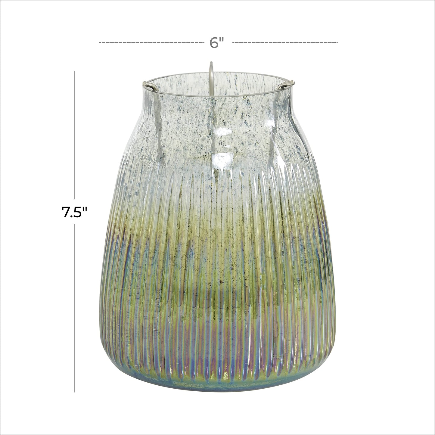 Deco 79 Glass Round Candle Holder, 6" x 6" x 7", Multi Colored