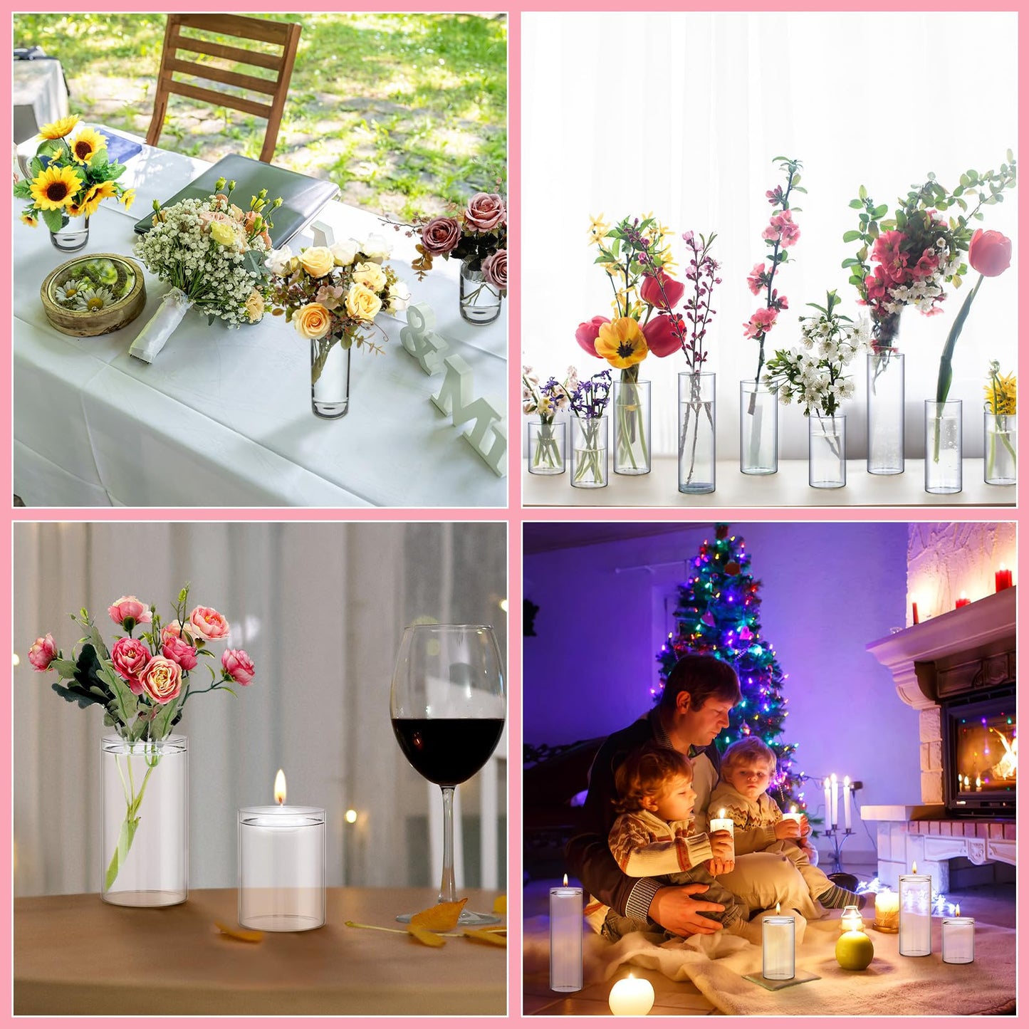 Yungyan 48 Pcs Glass Cylinder Vases for Centerpieces Tall Clear Flower Vase with Floating Candles Transparent Bulk Glass Votive Holders for Wedding Table Centerpiece Home Decor (4/6/8/10 Inch Tall)