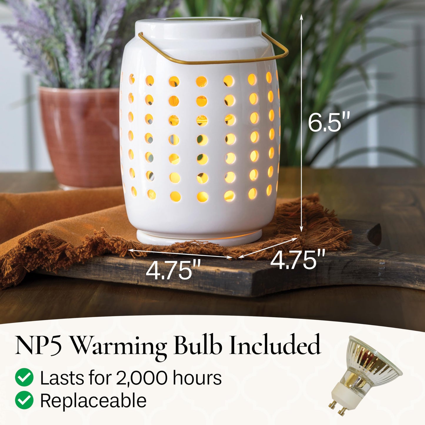 Candle Warmers Etc. Chelsea Lantern Canopy Illumination Warmer – Use with Any Wax Melts