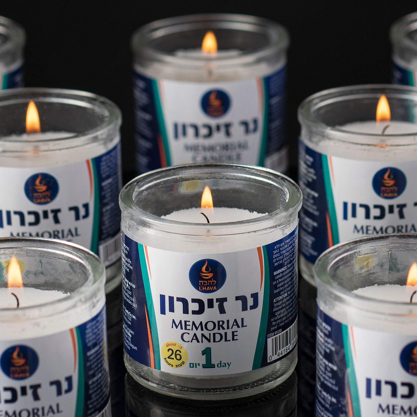 Tribello 1 Day Yahrzeit Memorial Candle for Ner Neshama, Yom Kippur, Yizkor or Emergency - Unscented 26 Hour in Glass Jar - 3 Pack
