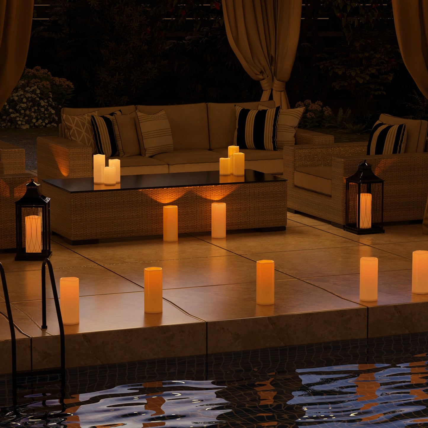 Yongmao 6" 8" 10" x 4" White Large Waterproof Outdoor Flameless Candles Battery Operated LED Flickering Pillar Candles with Remote and Timer for Indoor Outdoor Lanterns, Long Lasting, Set of 3
