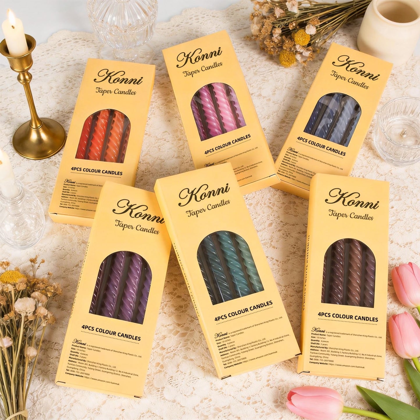 Blue Spiral Taper Candles, 10 inch Gradient Twisted Candles,4 Pack Unscented and Smokeless Long Burning Candles with Cotton Wicks,Tall Candlesticks,Ideal for Weddings, Dinner Parties, and Home Décor
