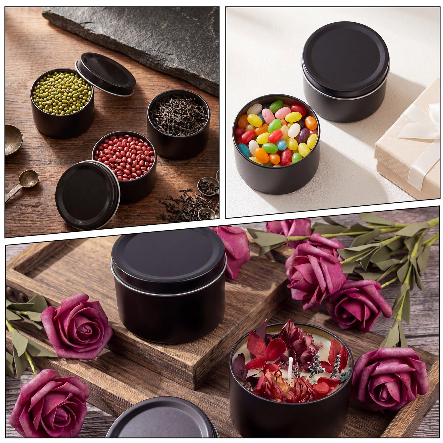 Suclain 100 Pack Black Candle Jars for Making Candles Bulk, 3oz Mini Empty Candle Tins with Lids Heatproof Tinplate Metal Candles Containers for DIY Making, Arts & Crafts, Sample Storage, Party Gifts