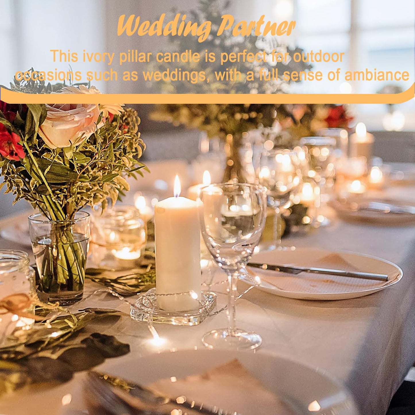 Veiuwa 36 Pcs Ivory Pillar Candles Bulk Set,2x3 2x6 2x8 Inch - 12 Each Size,Hurricane Candles,Dripless Unscented Smokeless,Gives You a Better Atmosphere When Organizing Wedding or Event Party.